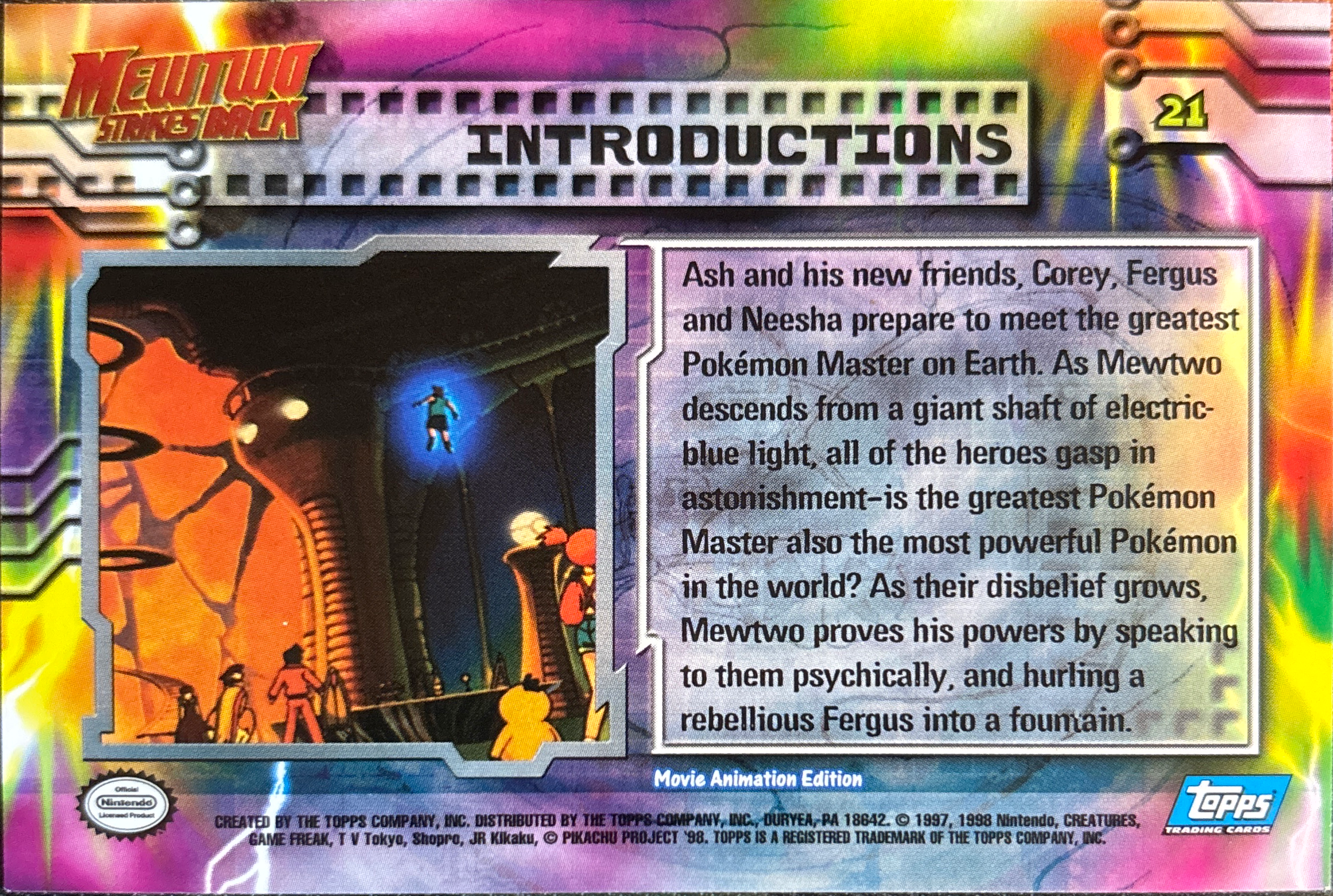 Introductions card #21, Pokemon Topps First Movie Trading Cards (1999), back