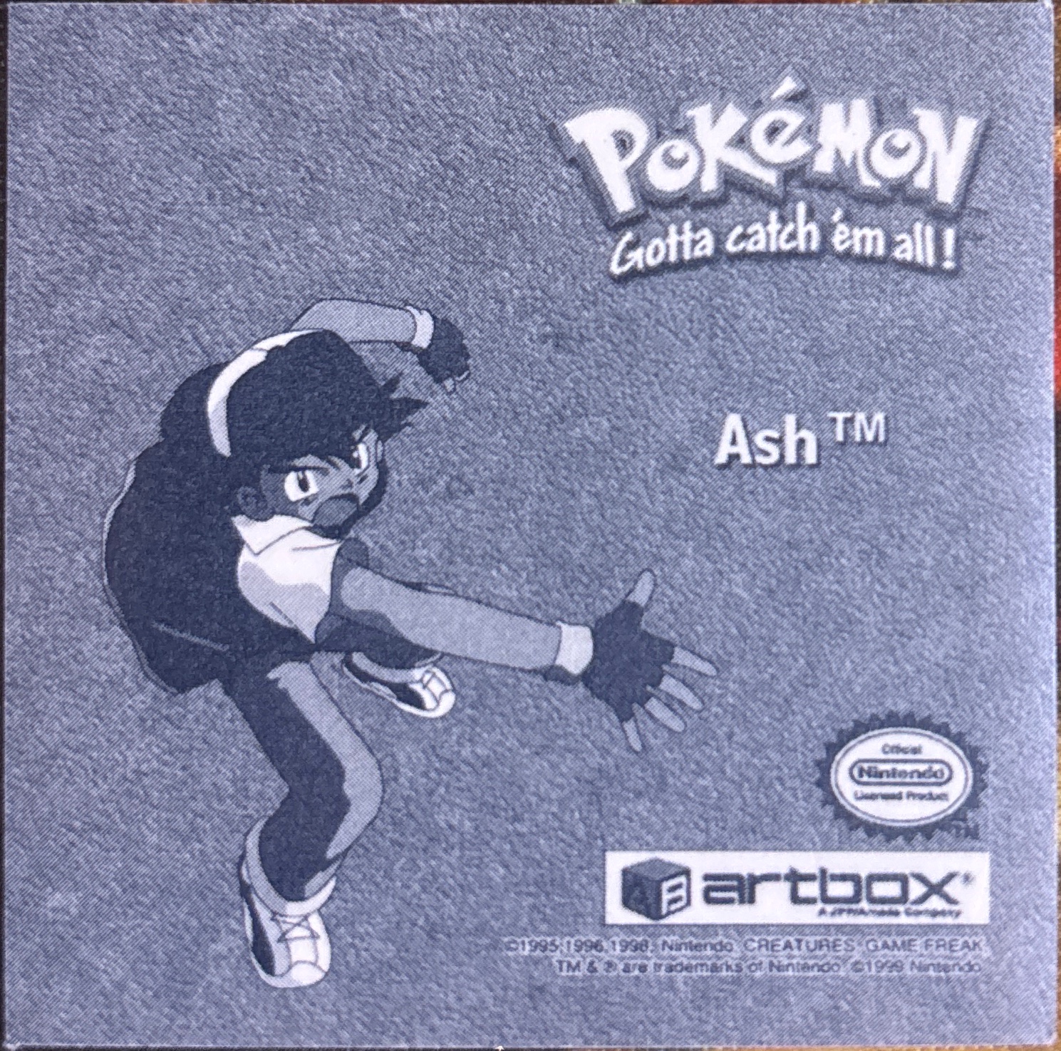 Ash Ketchum sticker #Pr44, Artbox (USA) Pokémon Artbox Stickers (1999), Prism, back