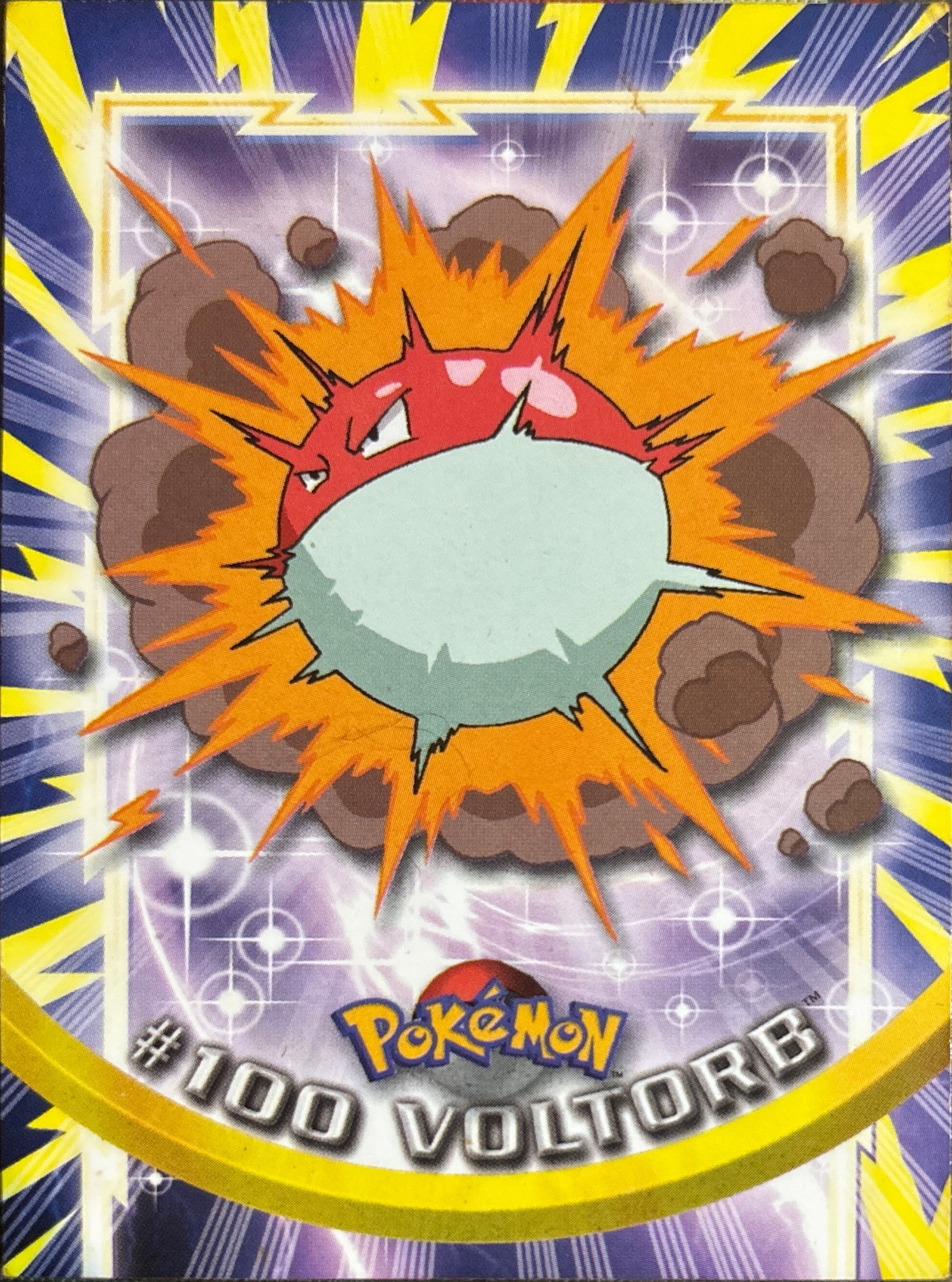 Voltorb card #100, Pokemon Topps Series 2 (1999), front
