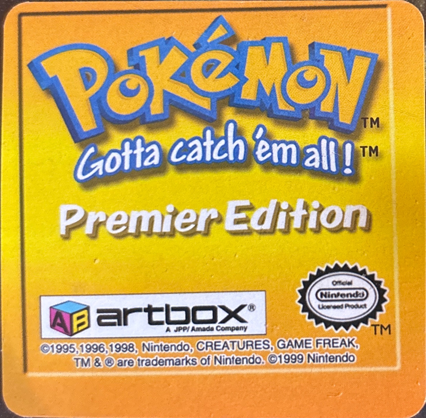 Pidgey collectible #34, Artbox (USA) Pokémon Artbox Premier Flipz (1999), back