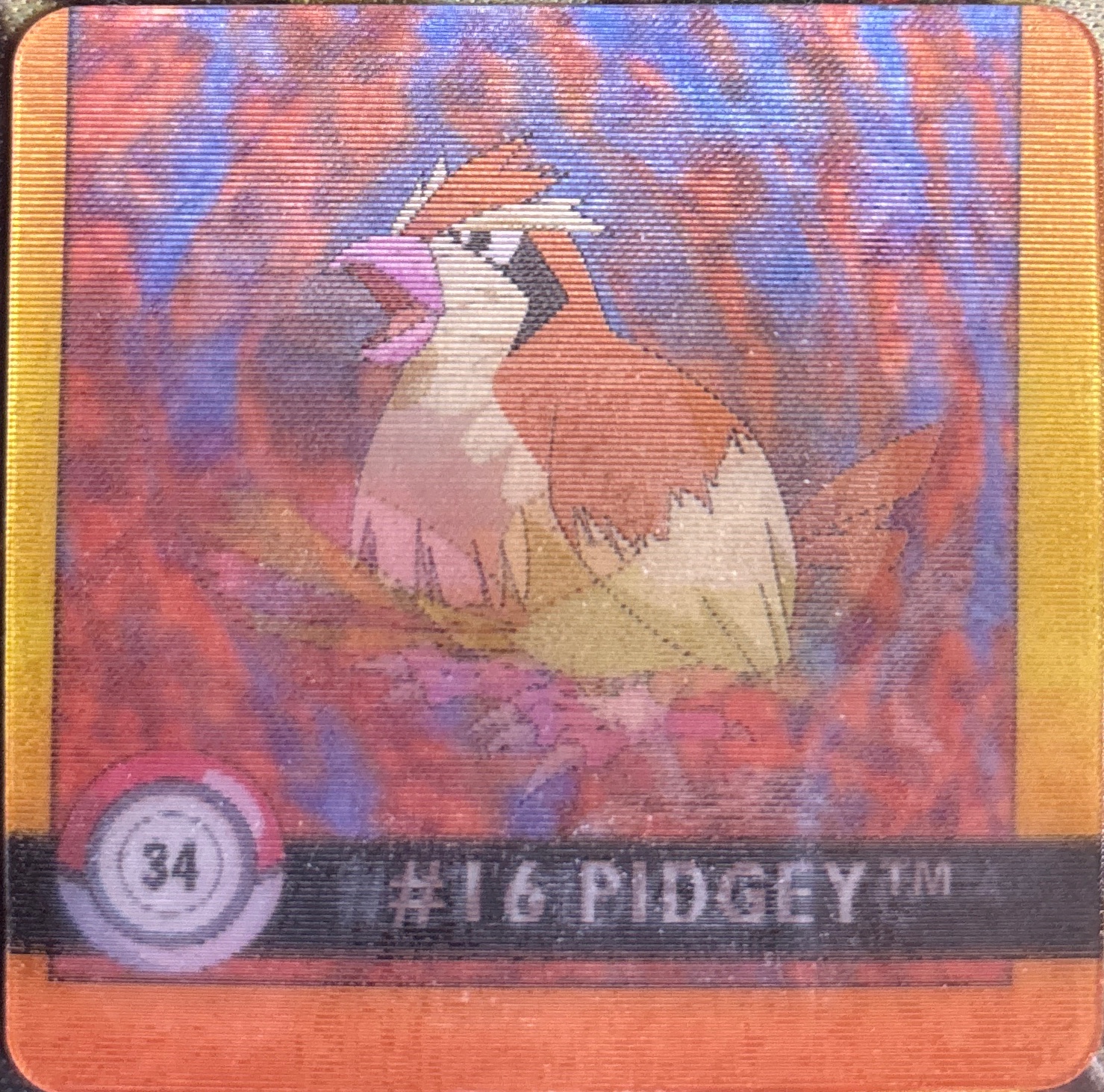 Pidgey collectible #34, Artbox (USA) Pokémon Artbox Premier Flipz (1999), front
