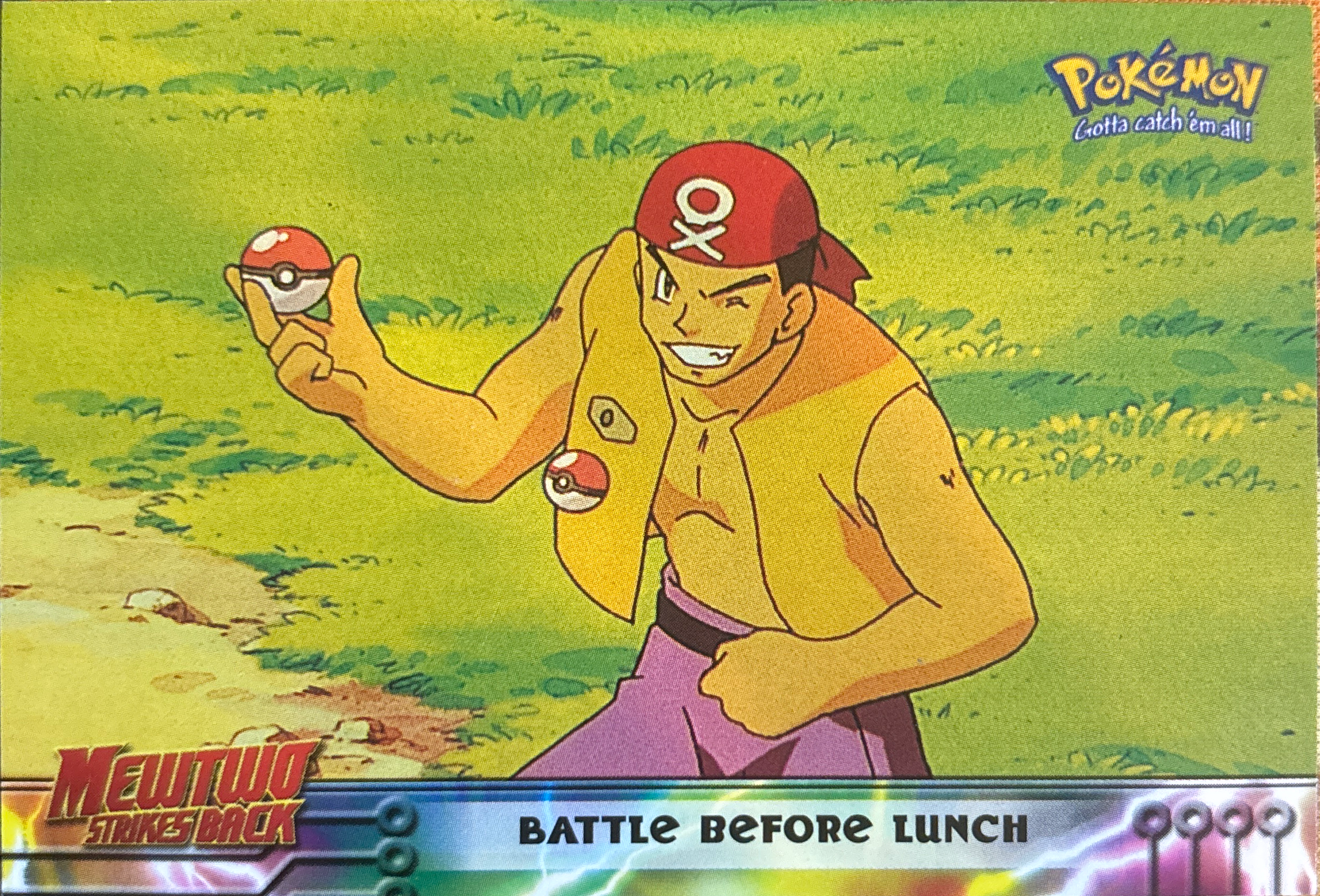 Battle Before Lunch card #10, Pokemon Topps First Movie Trading Cards (1999), front