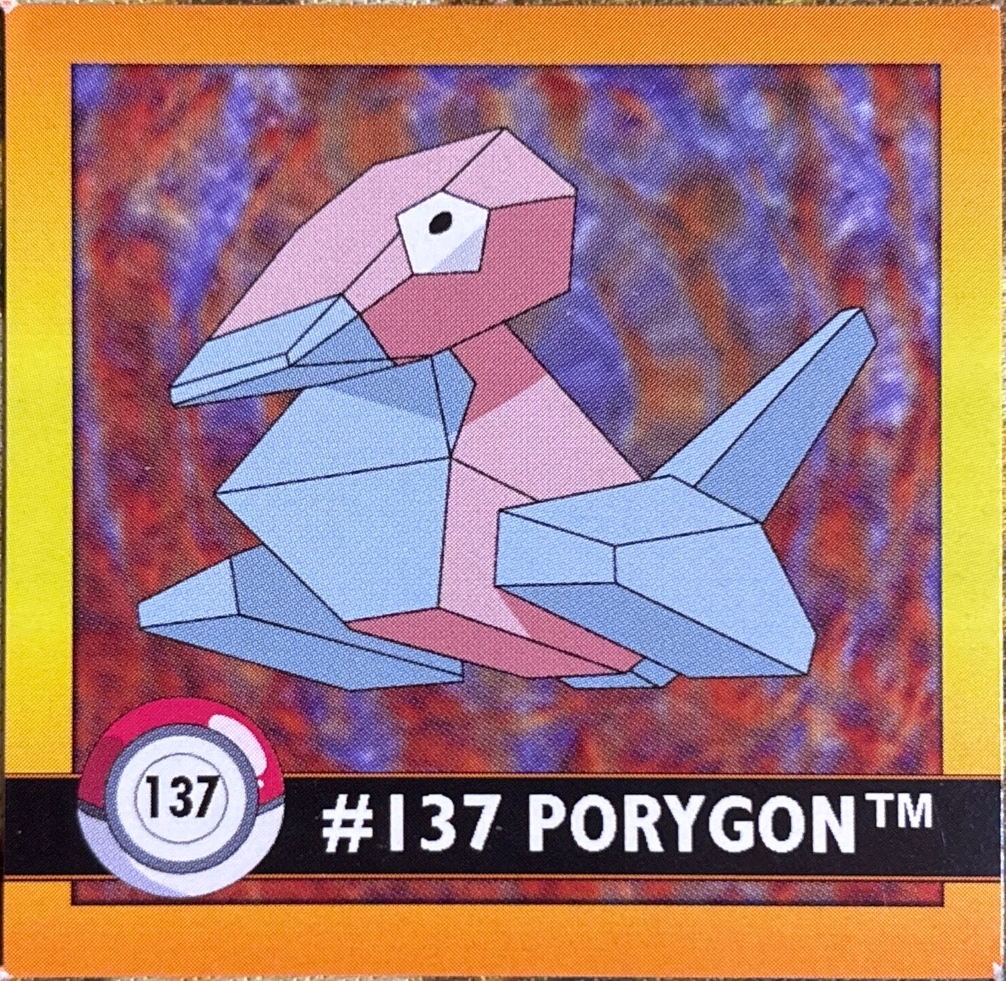 Porygon sticker #137, Artbox (USA) Pokémon Artbox Stickers (1999), front