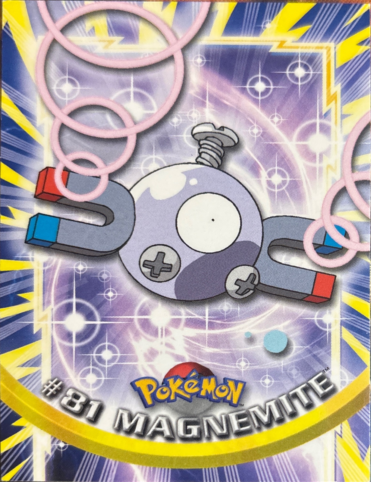 Magnemite card #81, Pokemon Topps Series 2 (1999), front