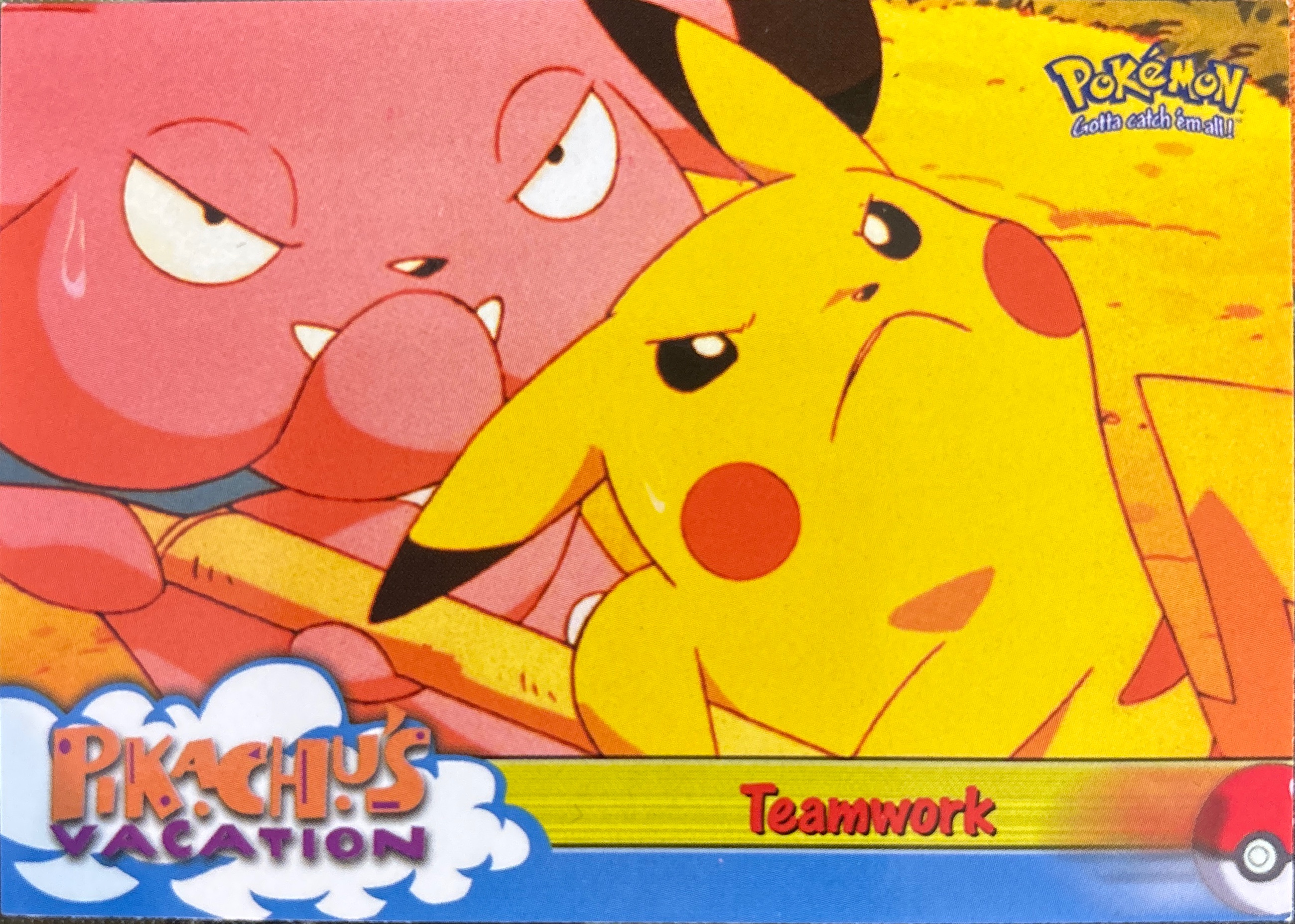 Teamwork card #54, Pokemon Topps First Movie Trading Cards (1999), front