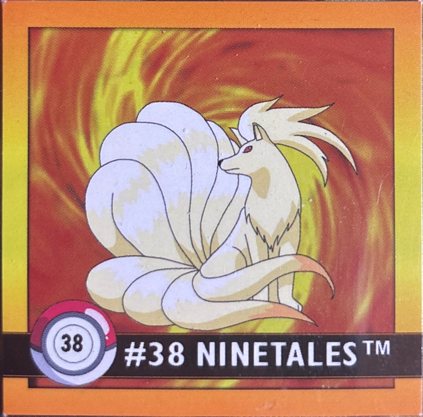 Ninetales sticker #38, Artbox (USA) Pokémon Artbox Stickers (1999), front