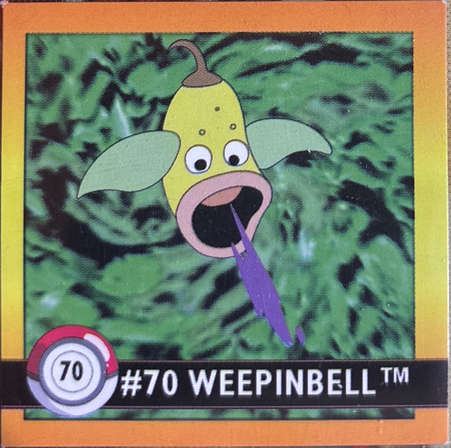 Weepinbell sticker #70, Artbox (USA) Pokémon Artbox Stickers (1999), front