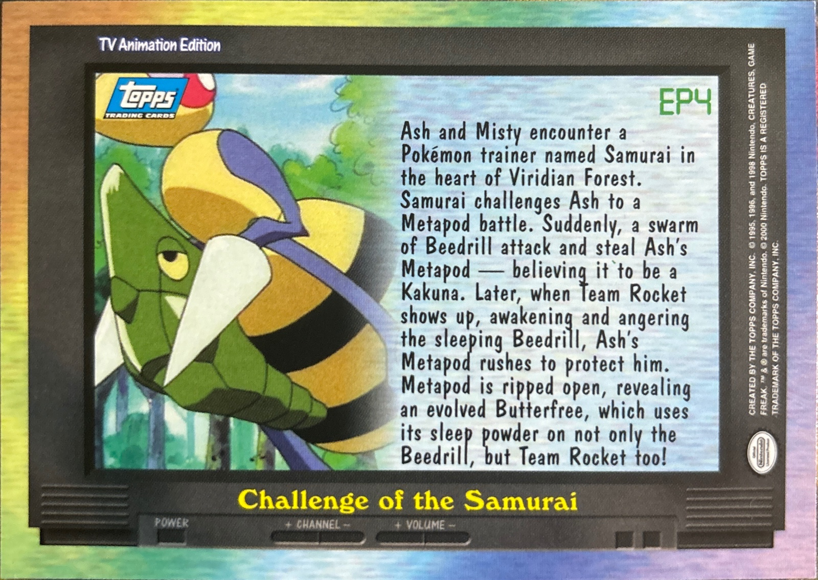 Challenge of the Samurai card #EP4, Pokemon Topps Series 2 (1999), back