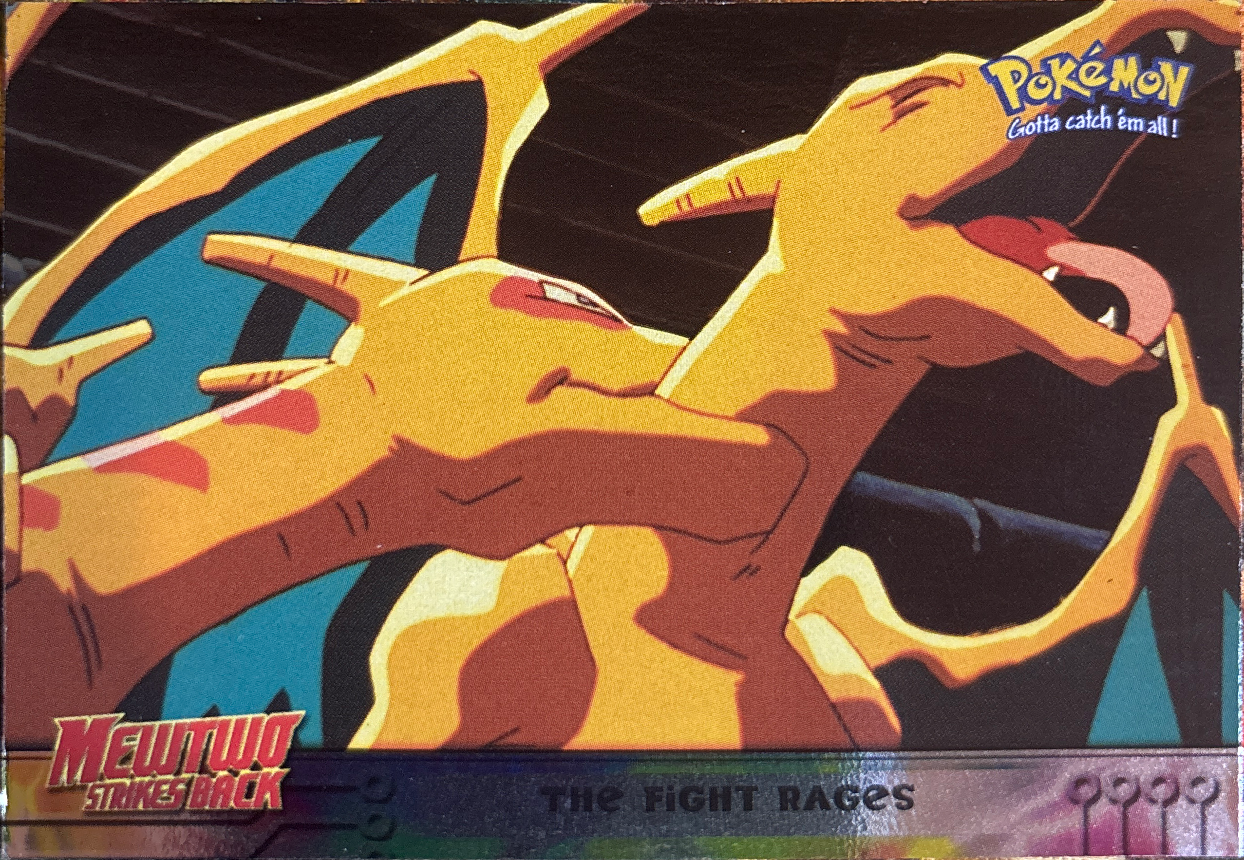 The Fight Rages card #35, Pokemon Topps First Movie Trading Cards (1999), front