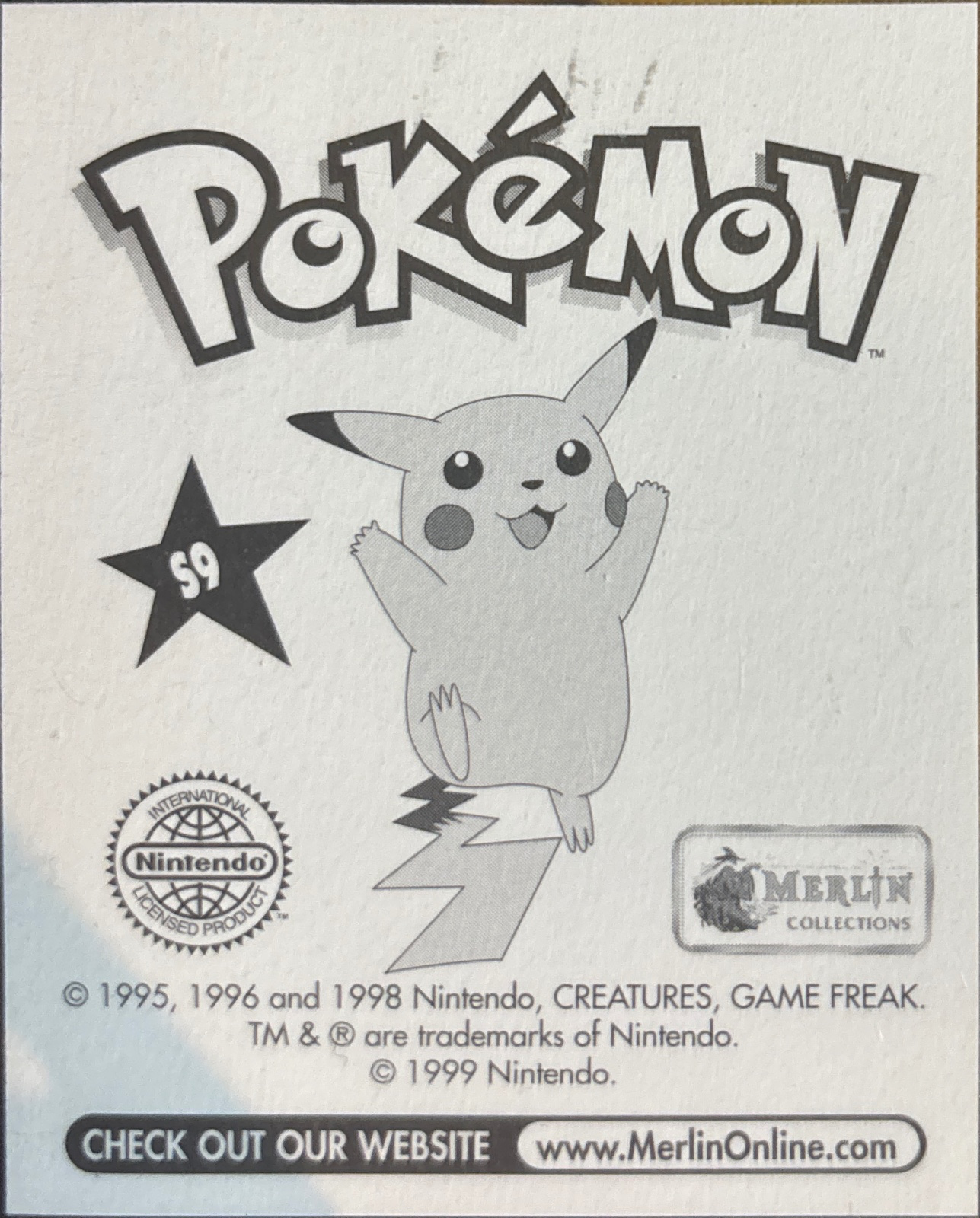 Paras, Glittery card #S9, Pokémon Merlin Series 1 (1999), back