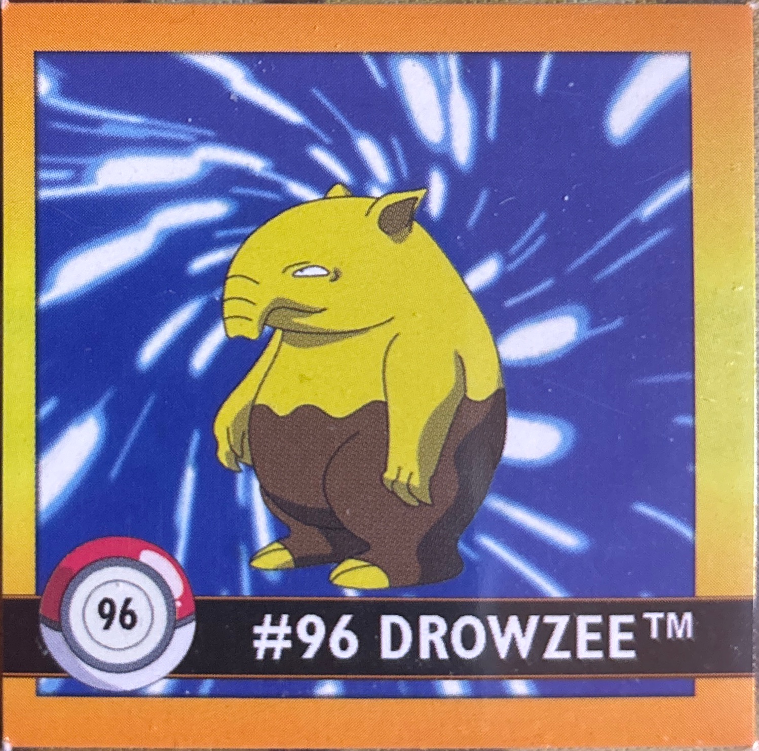 Drowzee sticker #96, Artbox (USA) Pokémon Artbox Stickers (1999), front