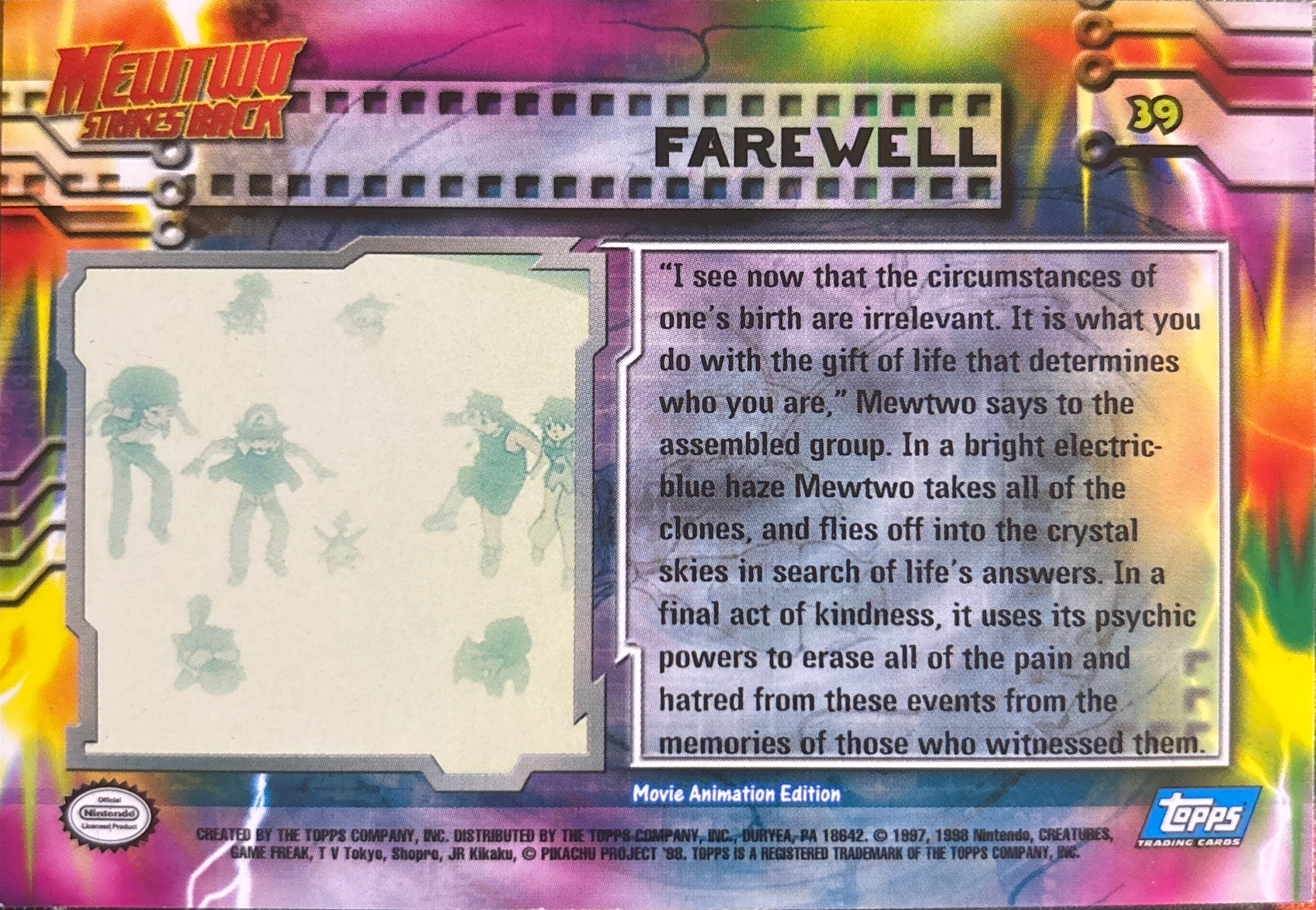 Farewell card #39, Pokemon Topps First Movie Trading Cards (1999), back