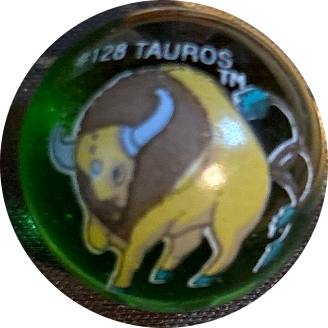 Tauros collectible #128, Pokémon Collector Marbles, front