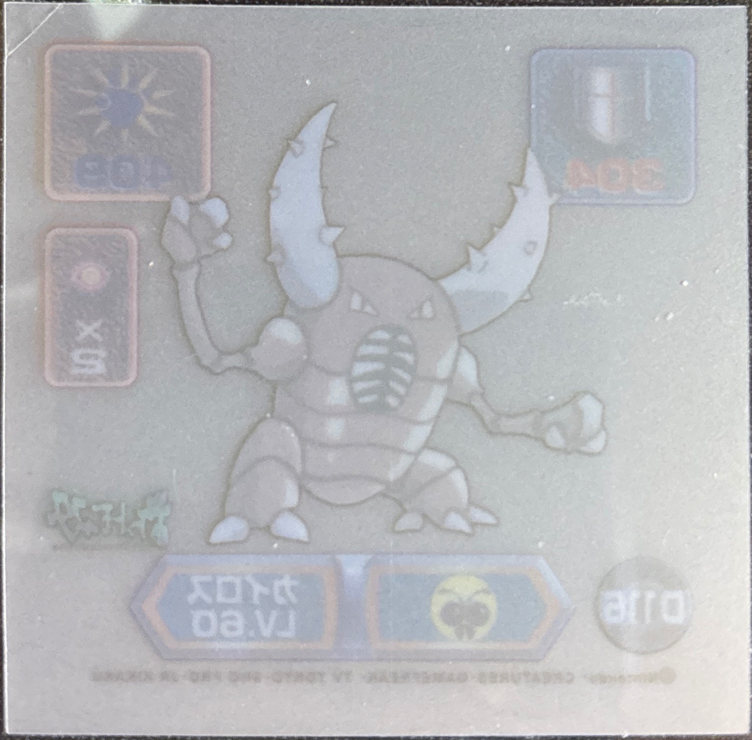 Pinsir sticker #D116, Pokémon Amada Super DX Gold Stickers Checklist (1999), back