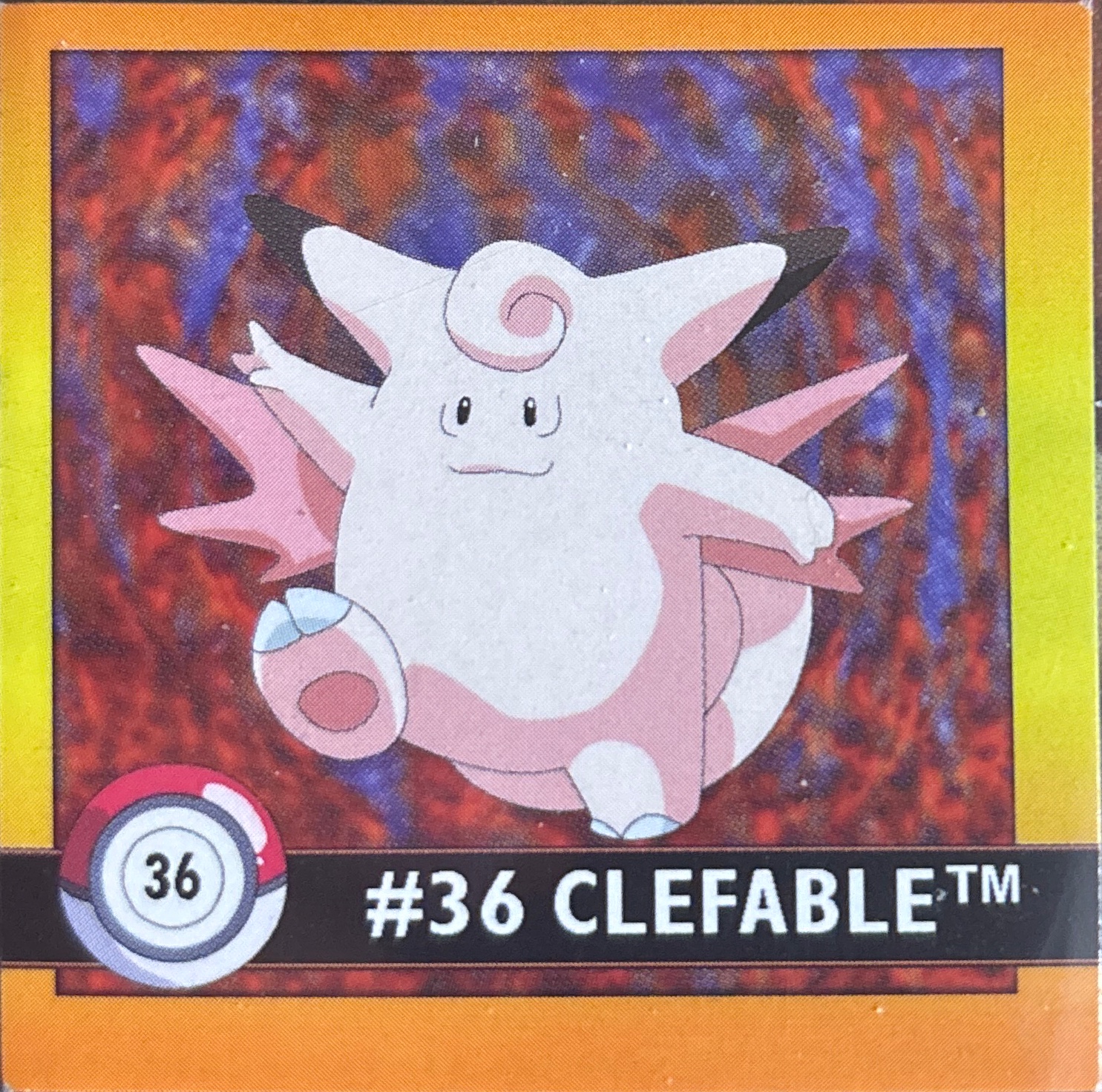 Clefable sticker #36, Artbox (USA) Pokémon Artbox Stickers (1999), front
