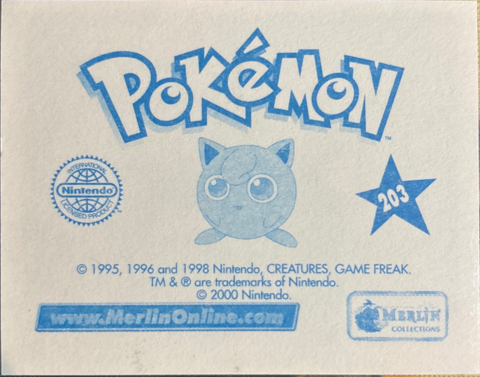 Dodrio card #203, Pokémon Merlin Series 2 (2000), back