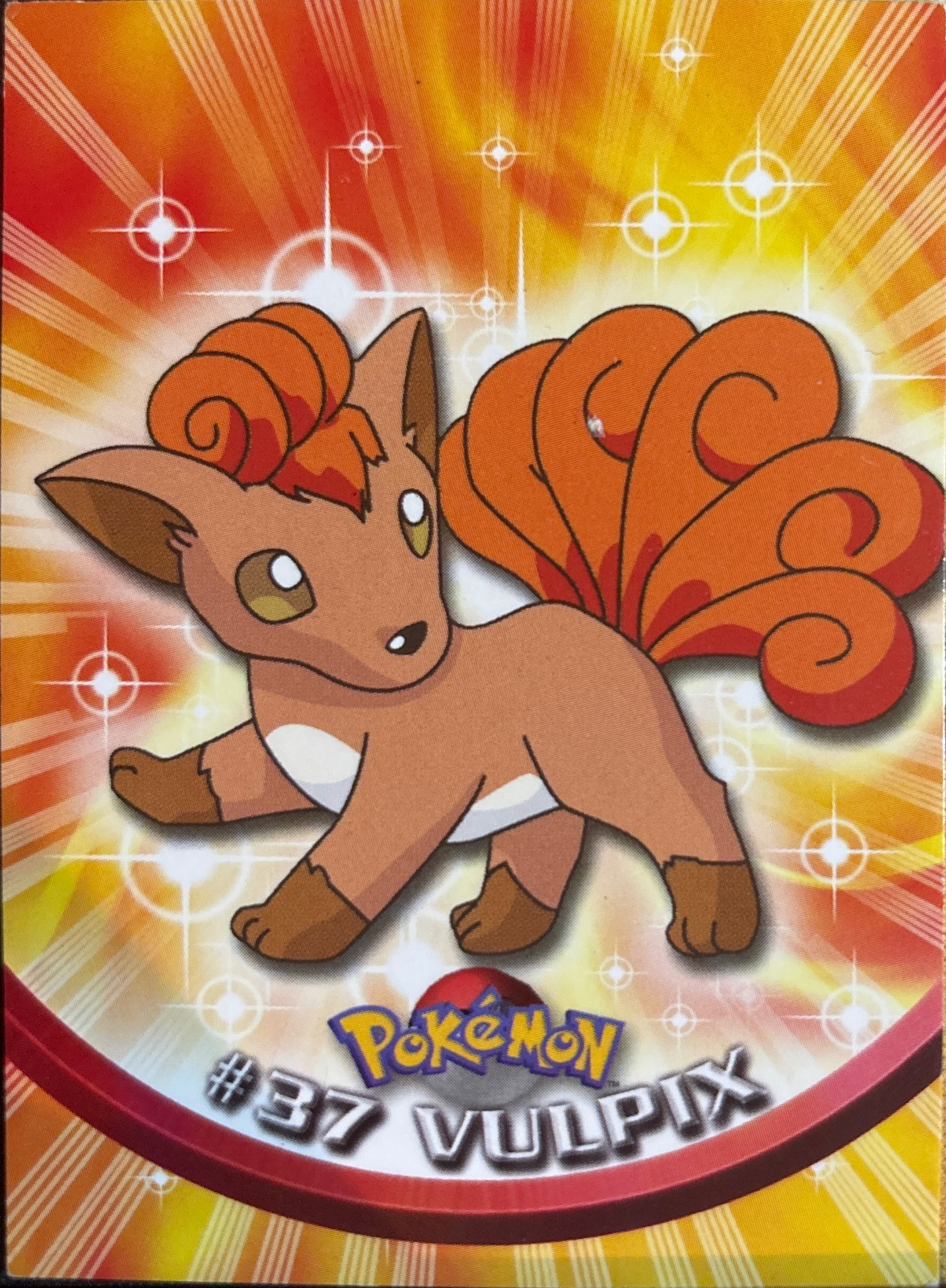 Vulpix card #37, Pokemon Topps Series 1 (1999), front