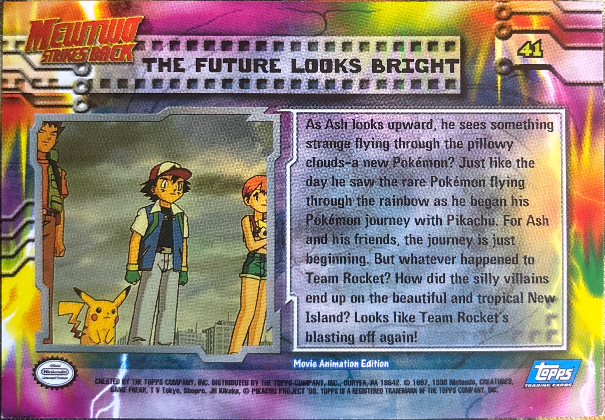 The Future Looks Bright card #41, Pokemon Topps First Movie Trading Cards (1999), back