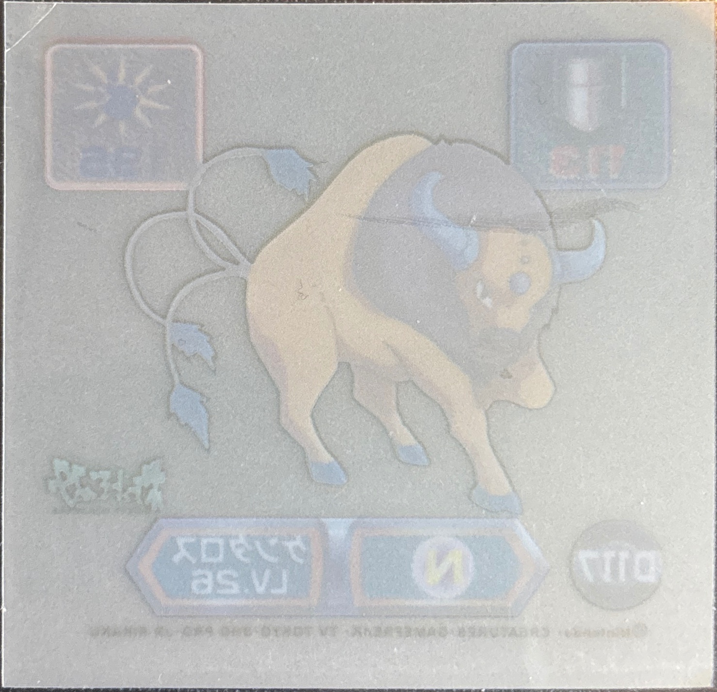 Tauros sticker #D117, Pokémon Amada Super DX Gold Stickers Checklist (1999), back