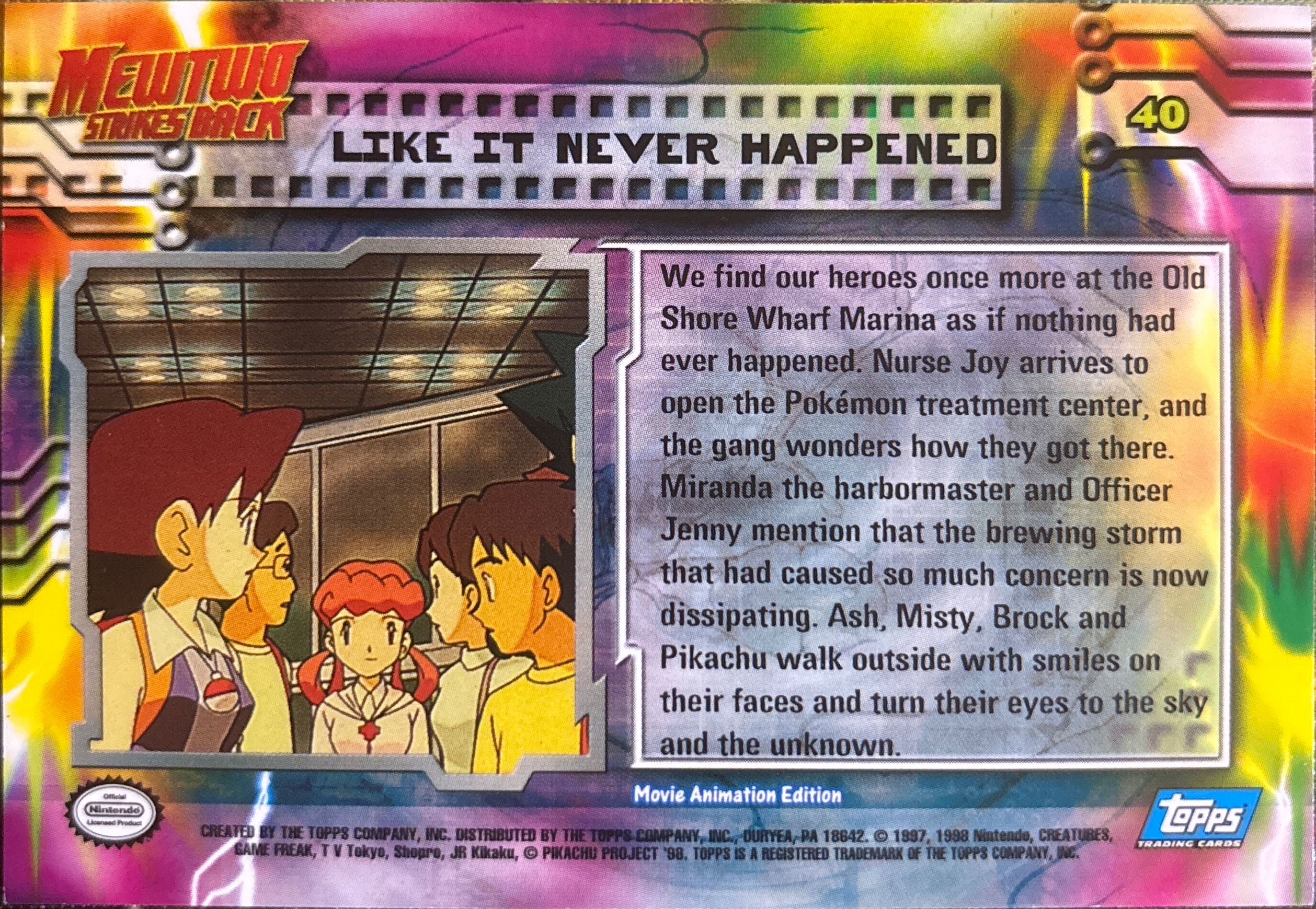 Like It Never Happened card #40, Pokemon Topps First Movie Trading Cards (1999), back