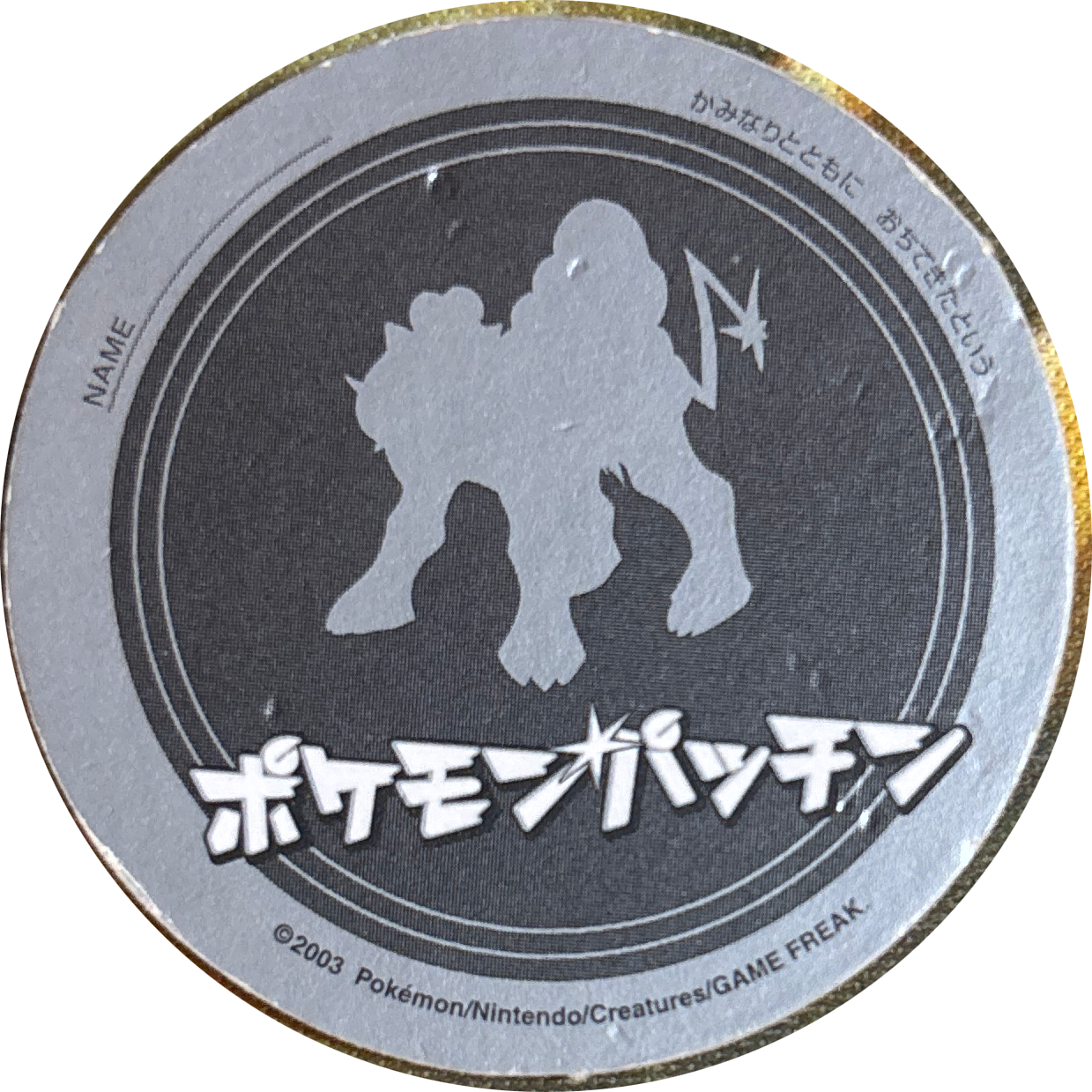 Raikou menko #026, Pokémon Patchin Colosseum Version Checklist · Patchin Coins, back