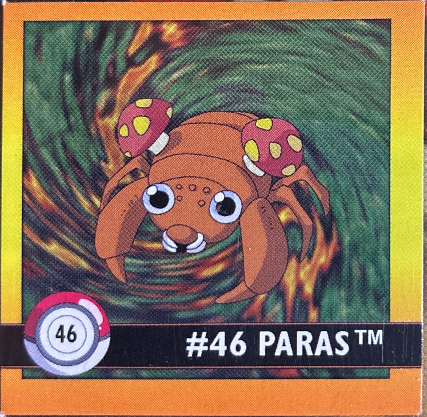 Paras sticker #46, Artbox (USA) Pokémon Artbox Stickers (1999), front