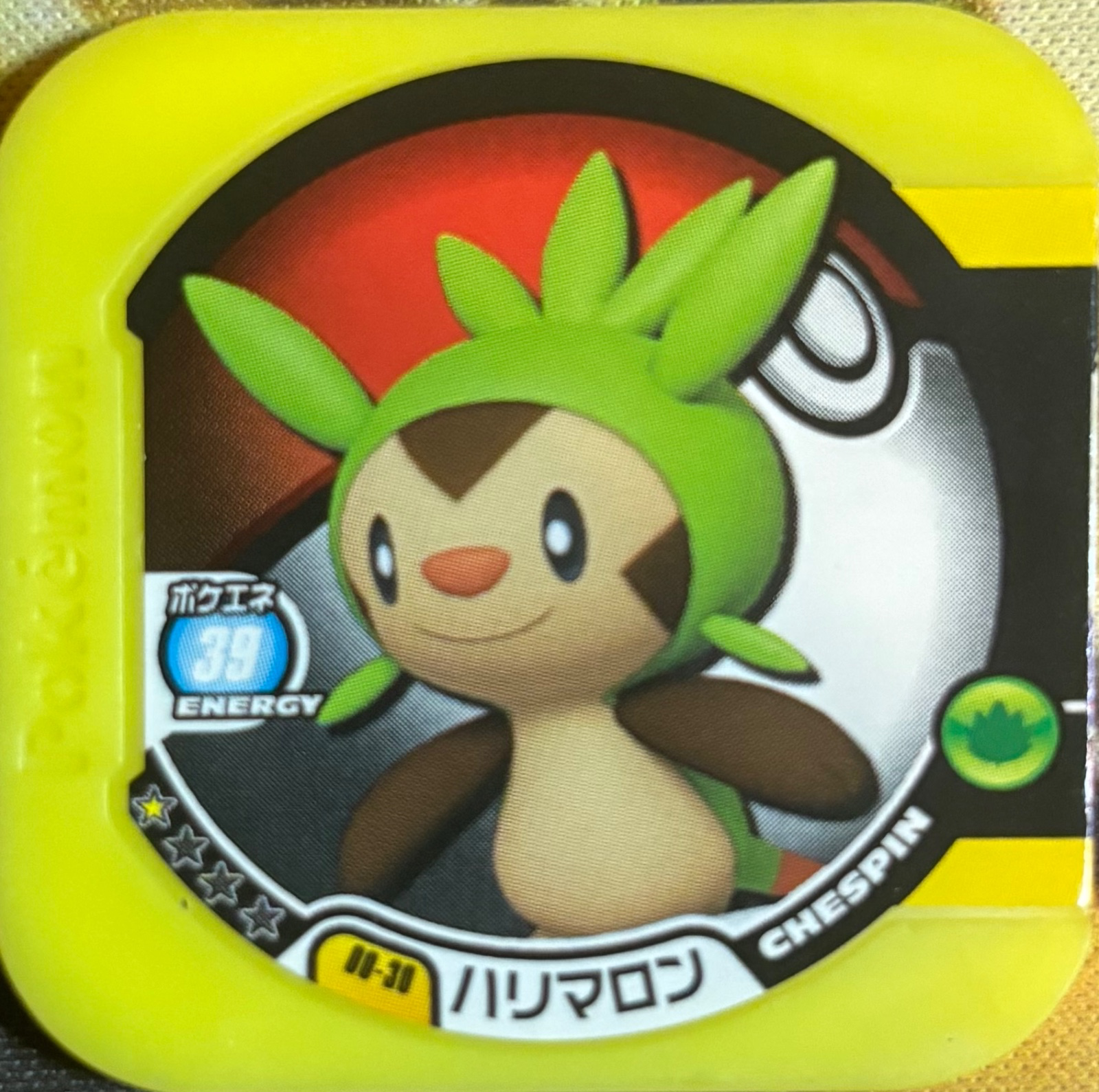 Chespin collectible #00-30, Pokemon Tretta Wave 00 Checklist, front