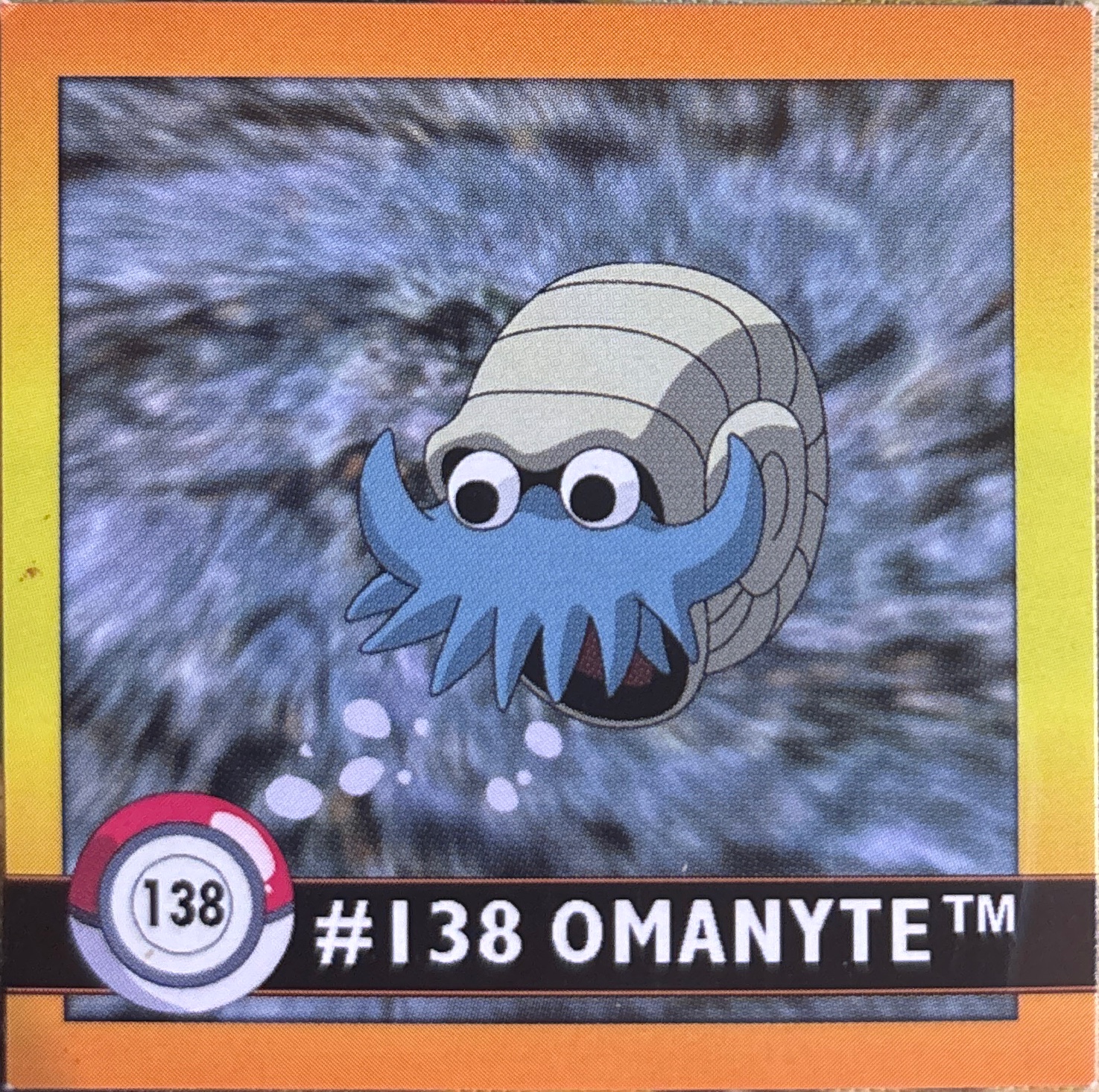 Omanyte sticker #138, Artbox (USA) Pokémon Artbox Stickers (1999), front
