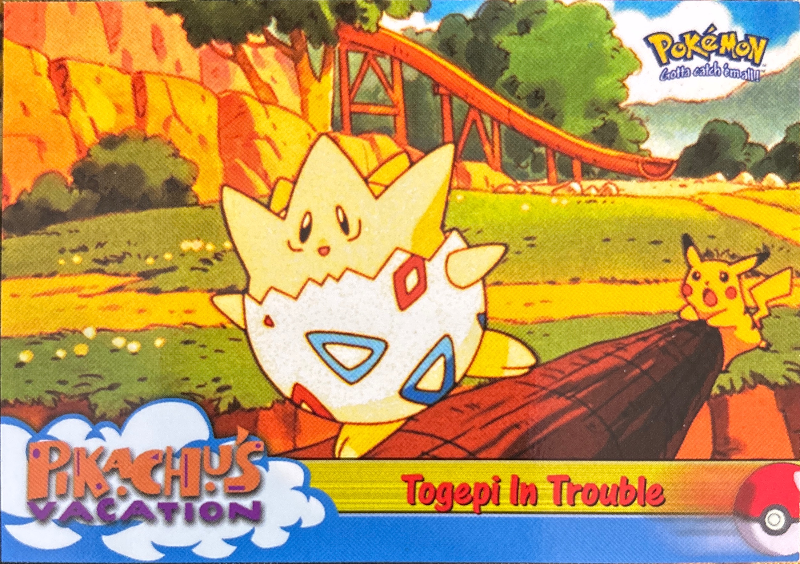 Togepi in Trouble card #45, Pokemon Topps First Movie Trading Cards (1999), front