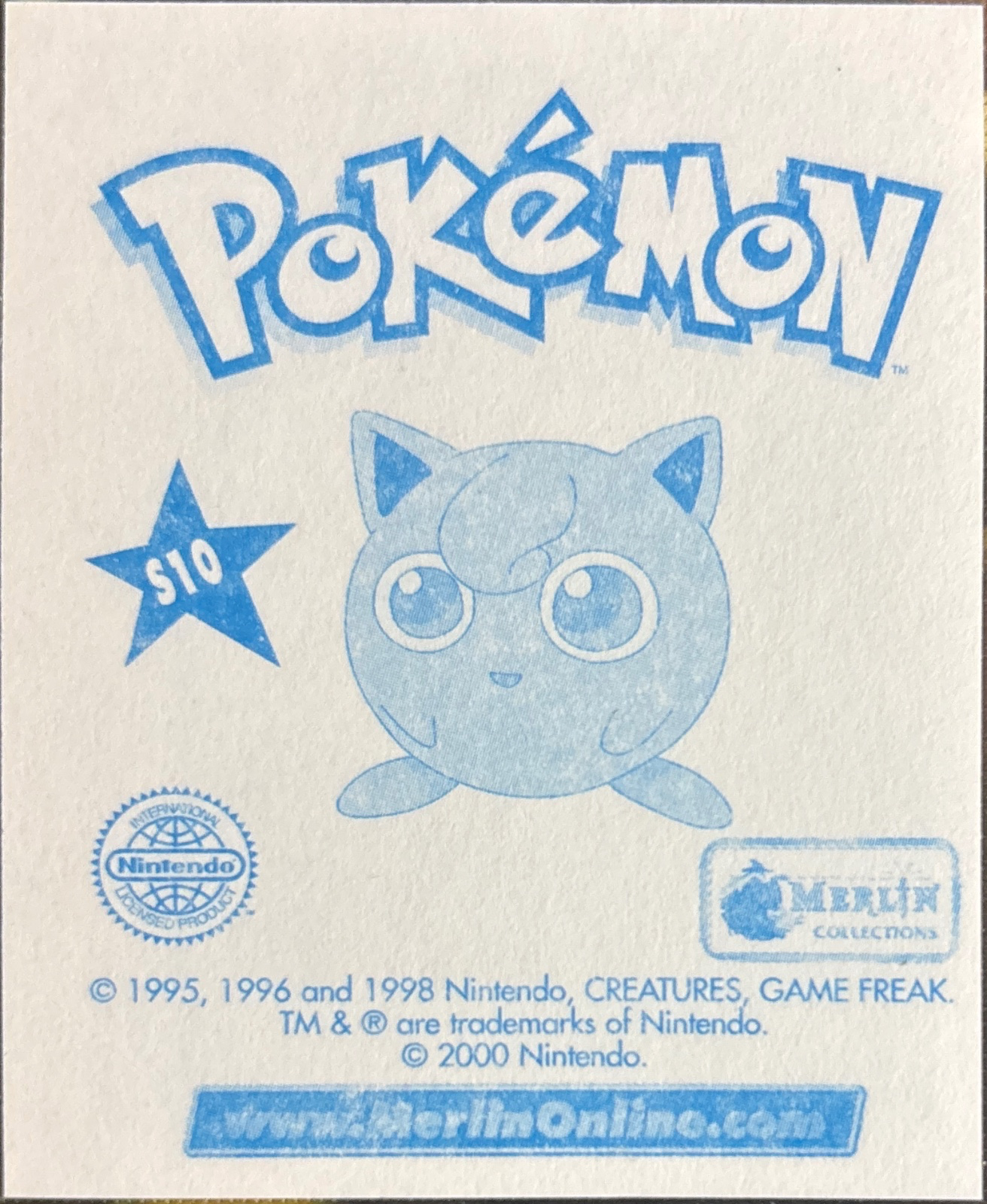 Earth Badge card #S10, Pokémon Merlin Series 2 (2000), back