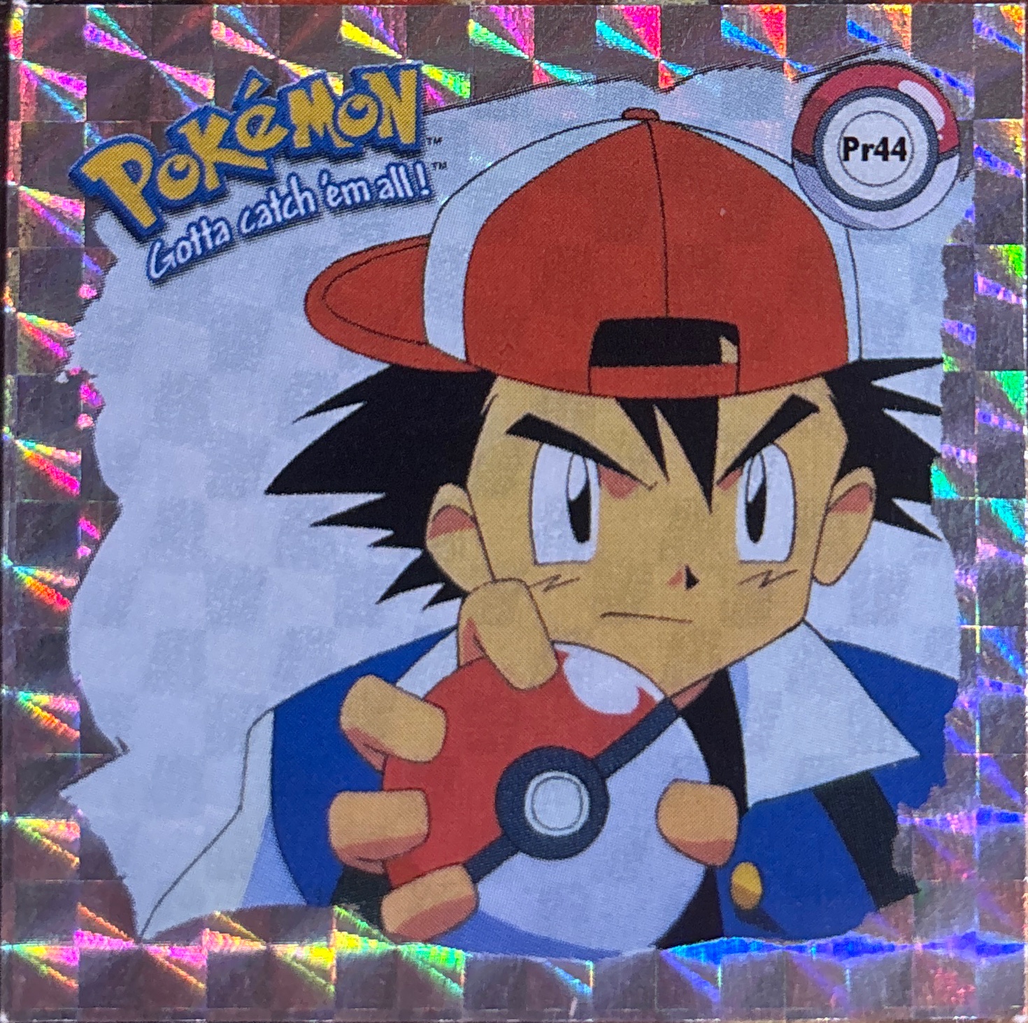 Ash Ketchum sticker #Pr44, Artbox (USA) Pokémon Artbox Stickers (1999), Prism, front
