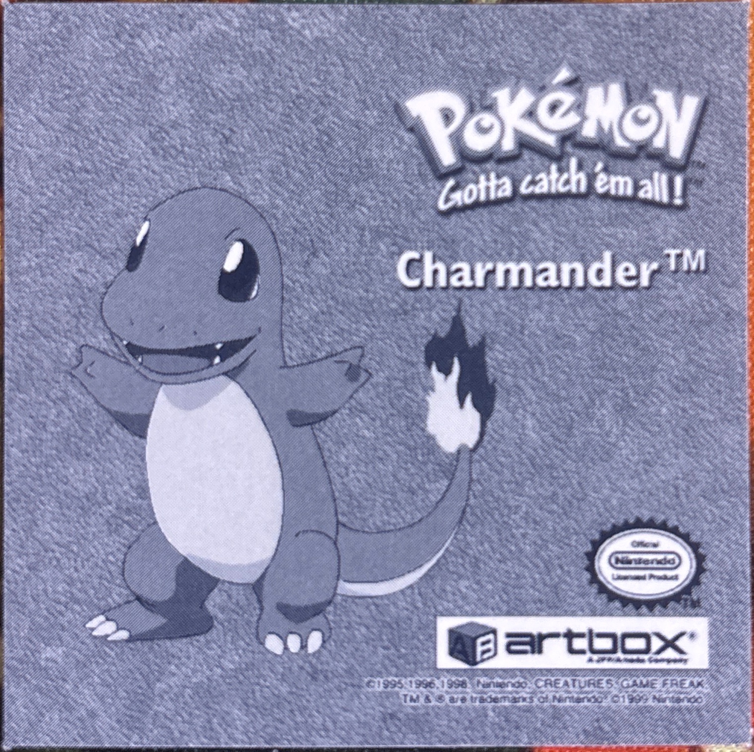 Charmander sticker #Pr04, Artbox (USA) Pokémon Artbox Stickers (1999), Prism, back