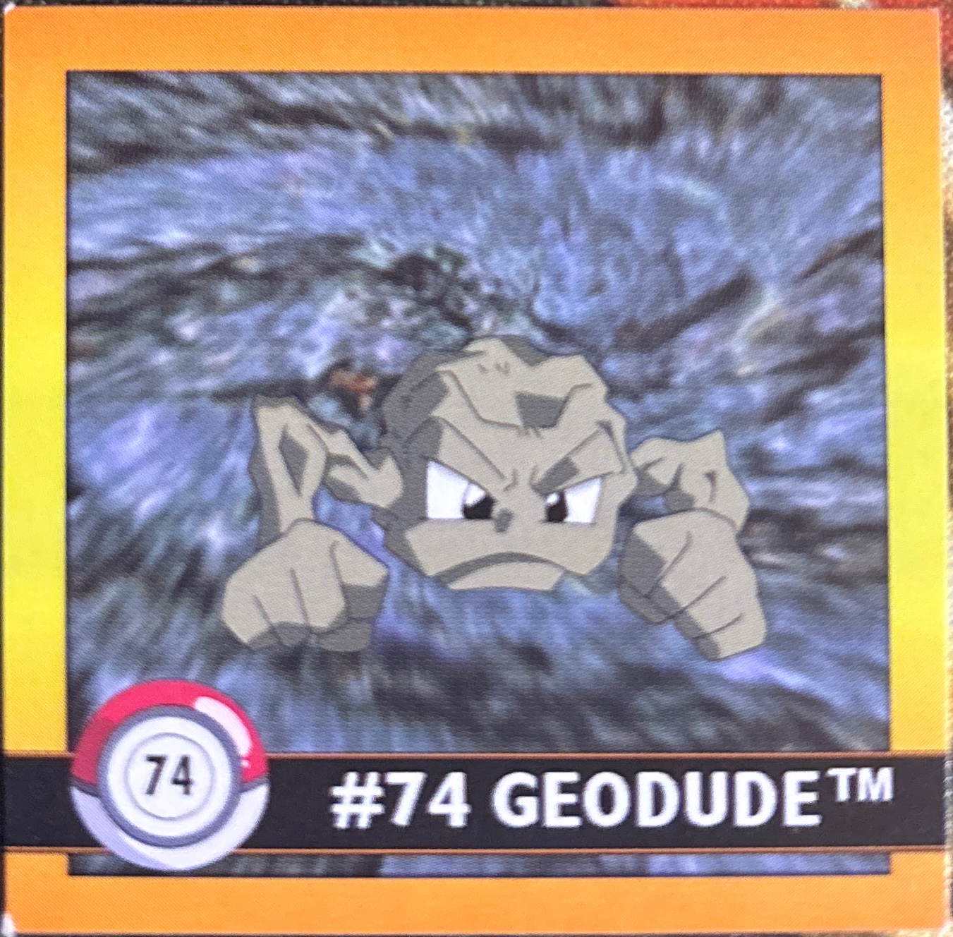 Geodude sticker #74, Artbox (USA) Pokémon Artbox Stickers (1999), front