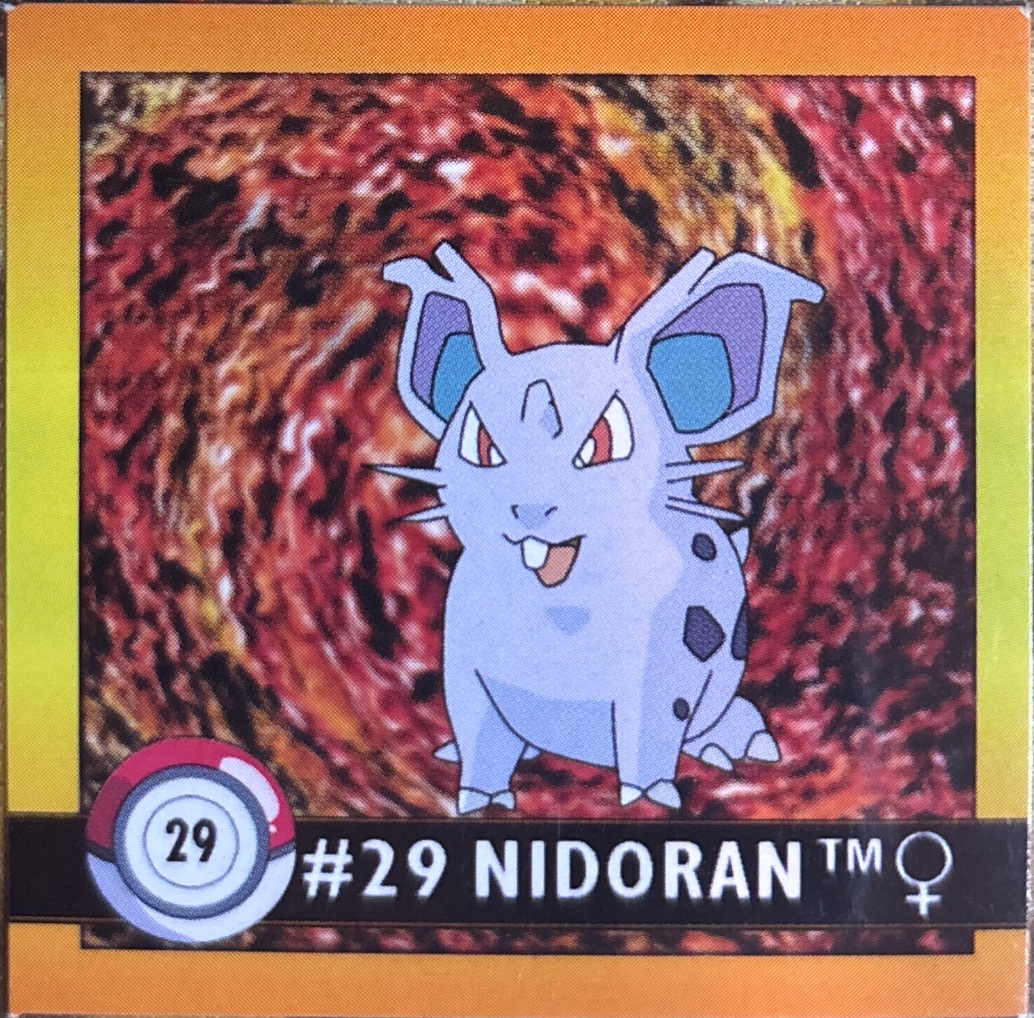 Nidoran♀ sticker #29, Artbox (USA) Pokémon Artbox Stickers (1999), front