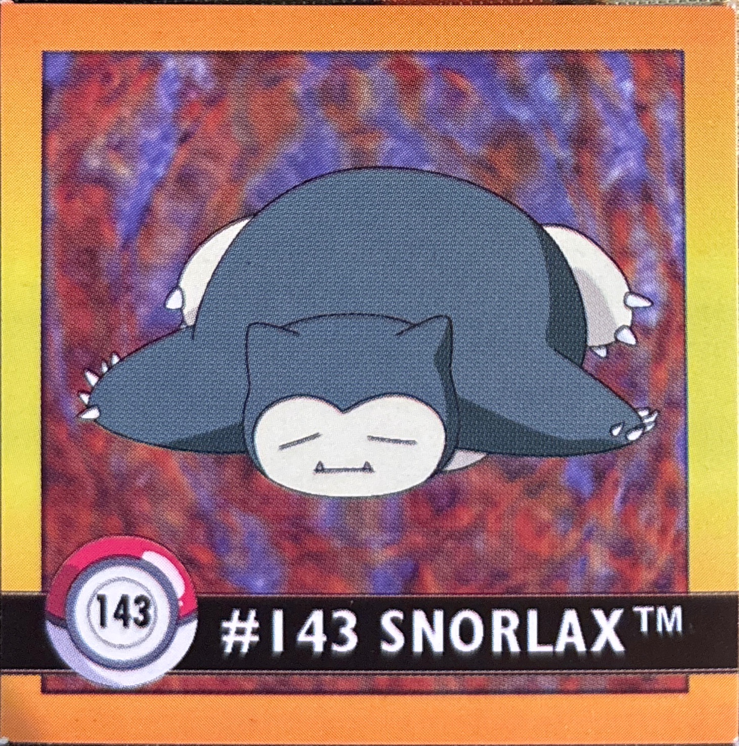 Snorlax sticker #143, Artbox (USA) Pokémon Artbox Stickers (1999), front