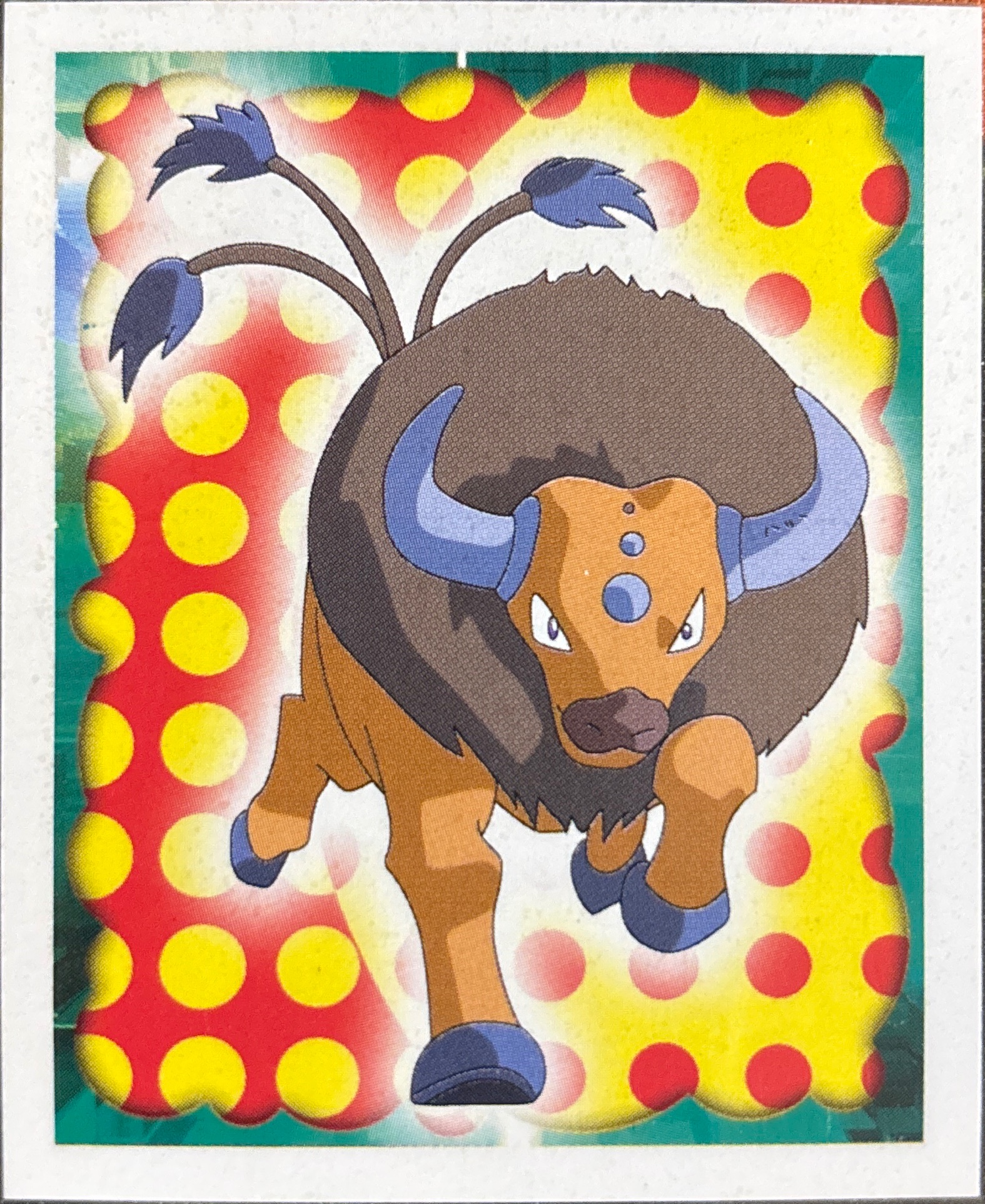 Tauros card #128, Pokémon Merlin Series 1 (1999), front