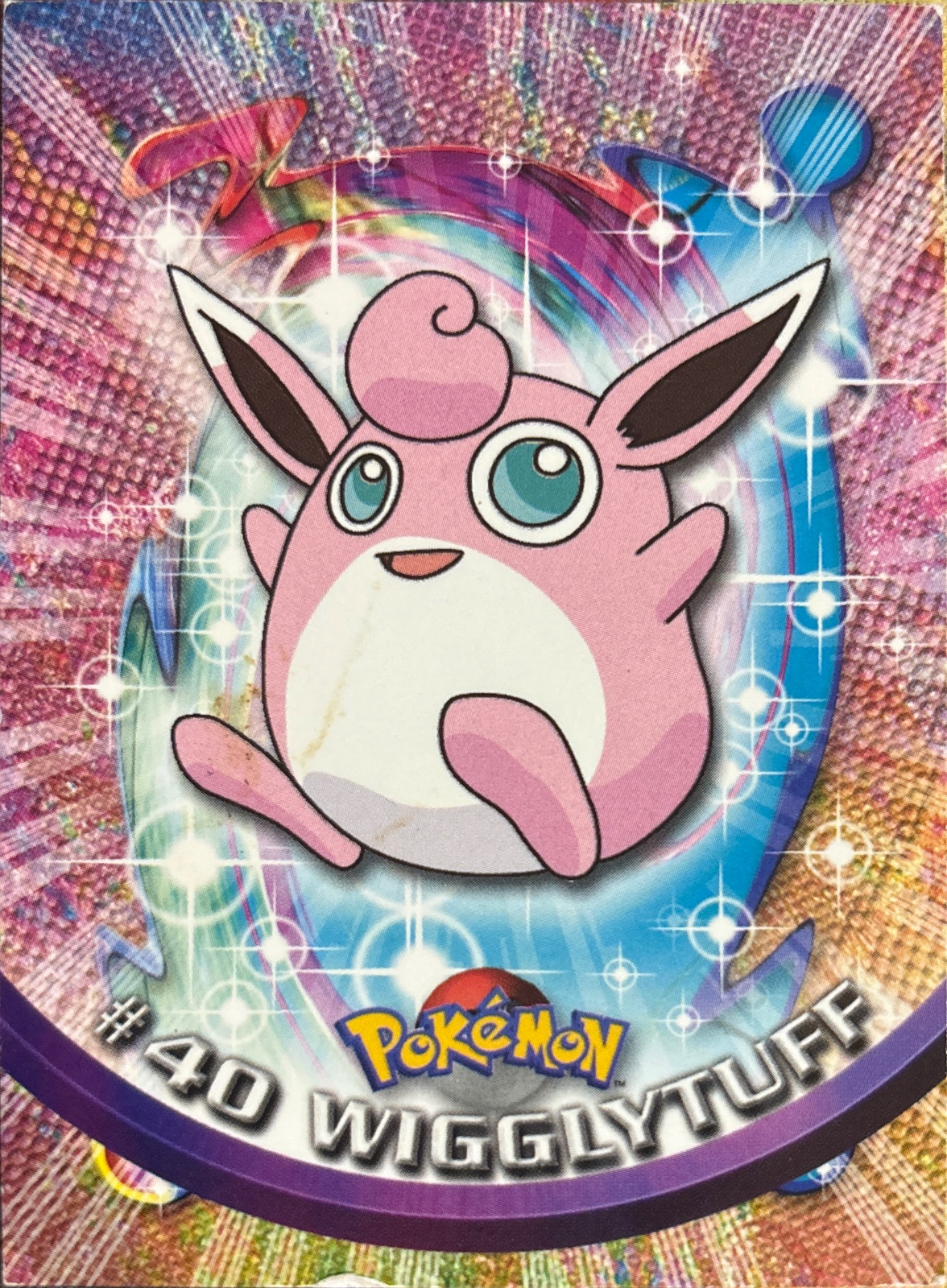 Wigglytuff card #40, Pokemon Topps Series 1 (1999), front