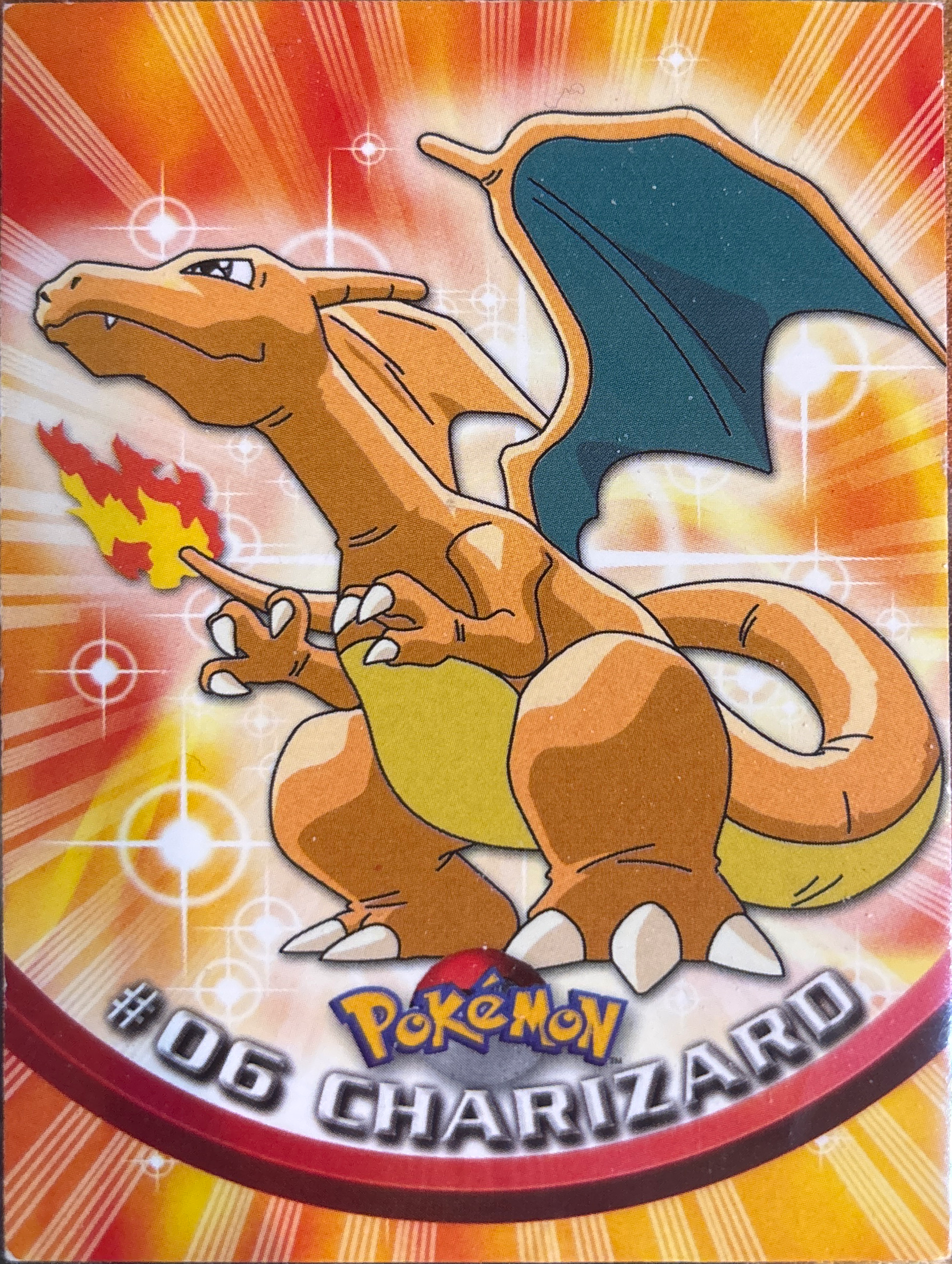 Charizard card #6, Pokemon Topps Series 1 (1999), front