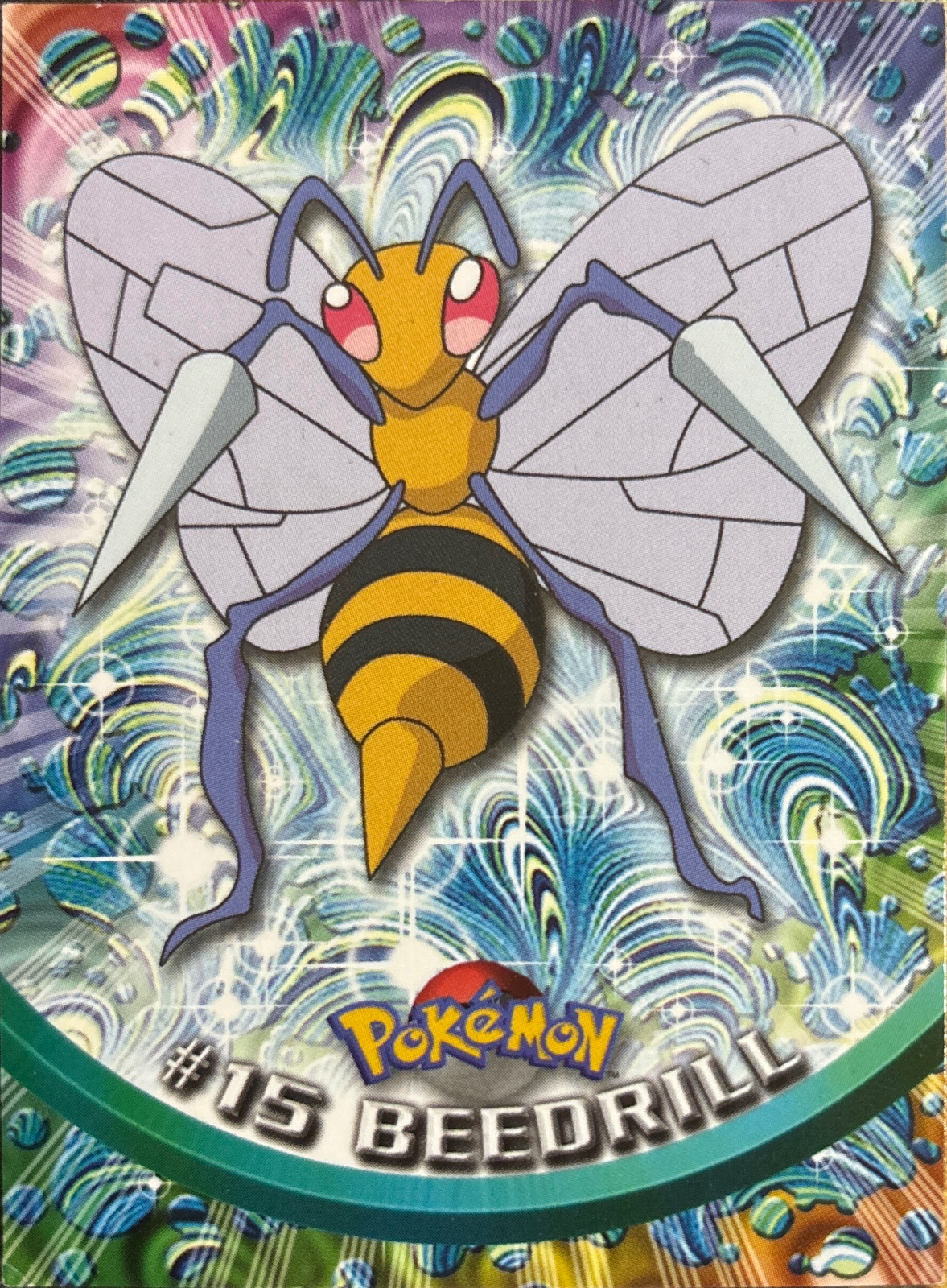 Beedrill card #15, Pokemon Topps Series 1 (1999), front