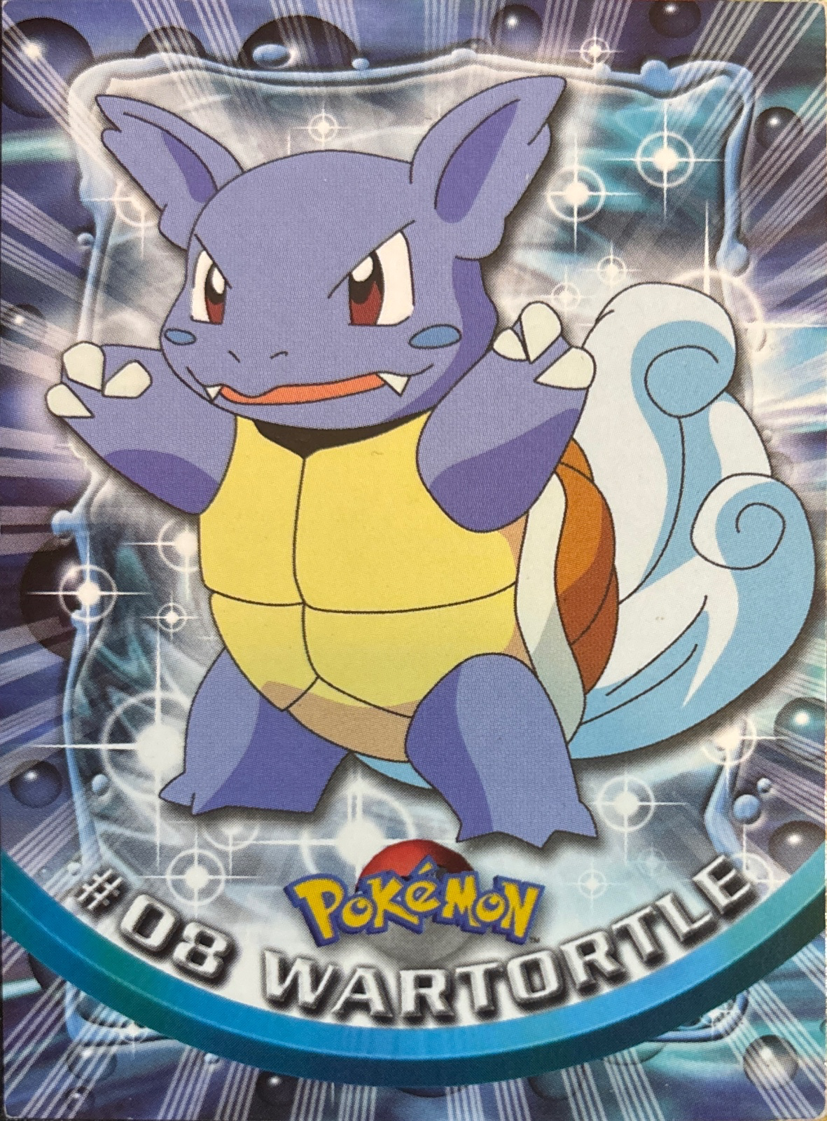 Wartortle card #8, Pokemon Topps Series 1 (1999), front