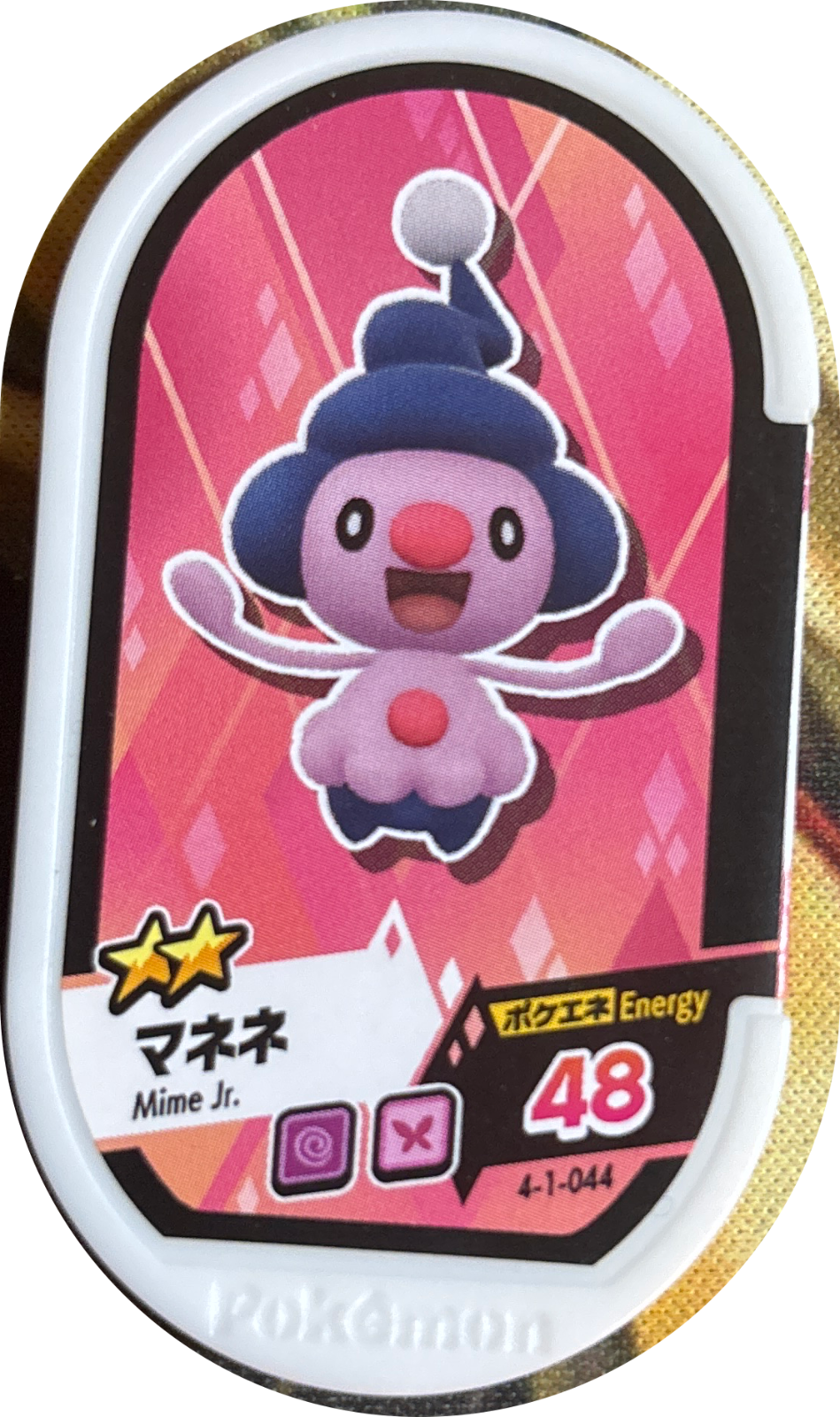 Mime Jr. tag #4-1-044, Pokemon Mezastar Gorgeous Star 1 Checklist, front