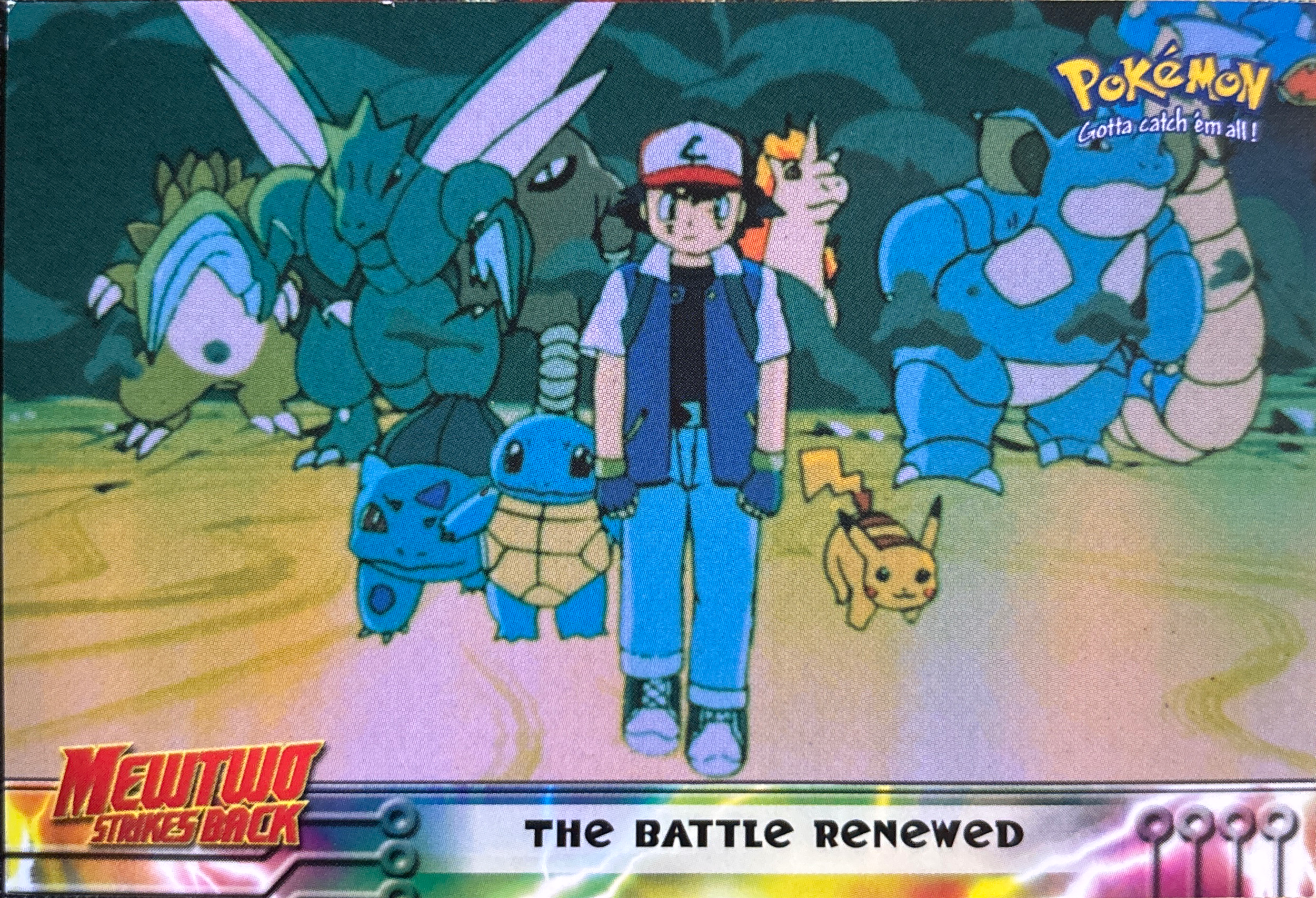 The Battle Renewed card #32, Pokemon Topps First Movie Trading Cards (1999), front