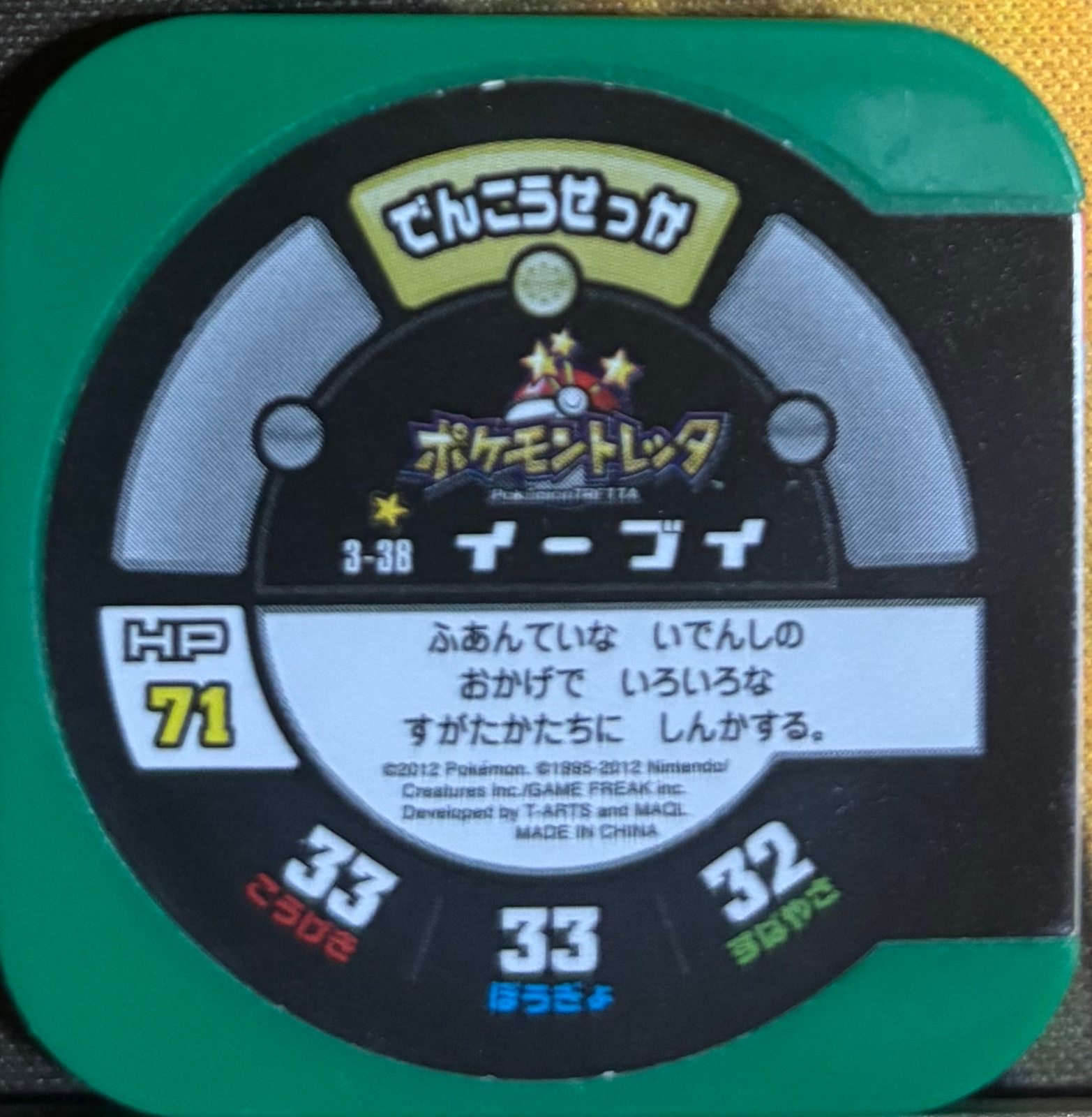 Eevee collectible #3-38, Pokemon Tretta Wave 3 Checklist, back
