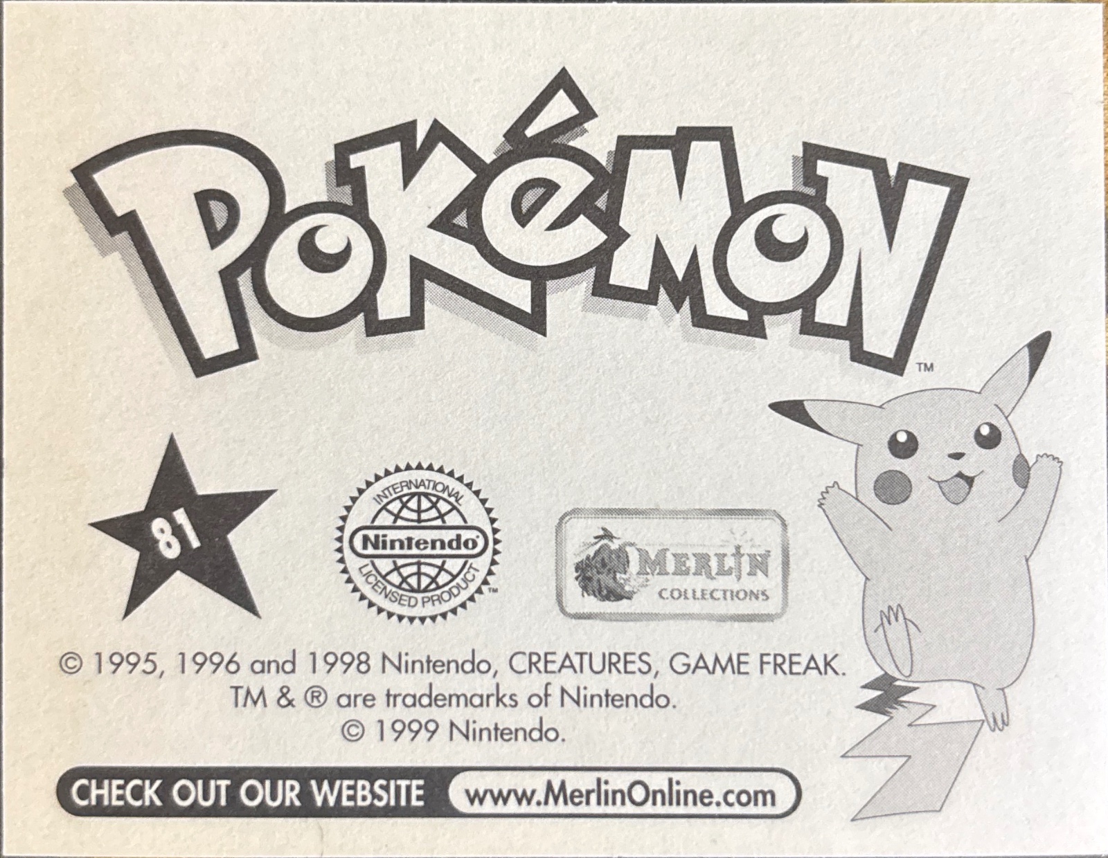 Magnemite card #81, Pokémon Merlin Series 1 (1999), back