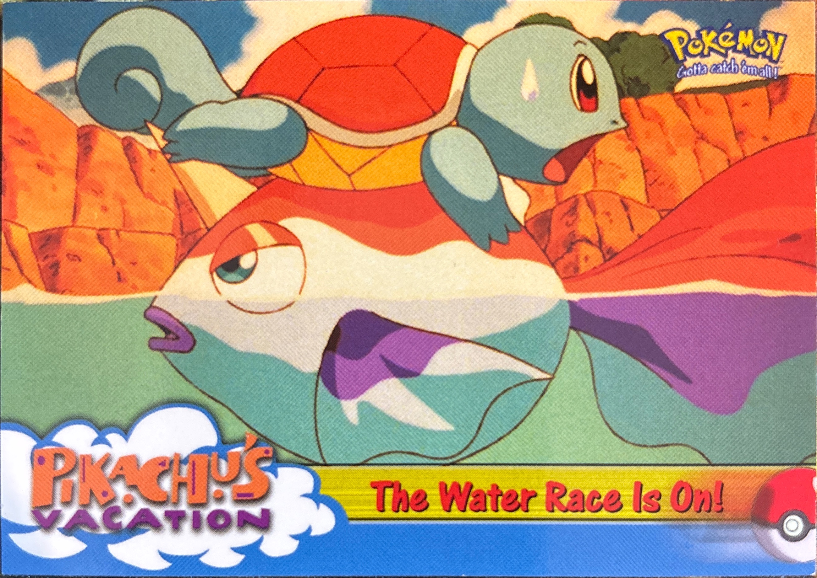 The Water Race is on! card #47, Pokemon Topps First Movie Trading Cards (1999), front