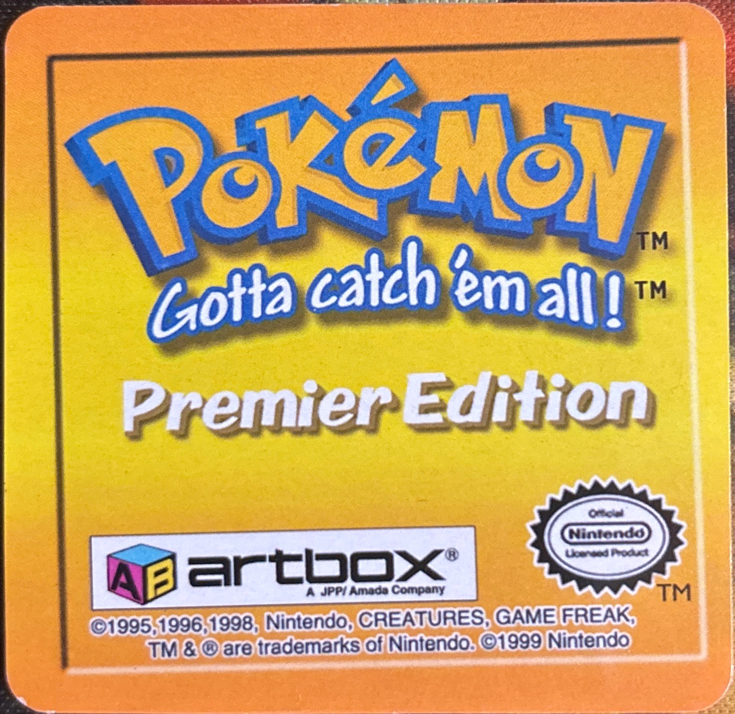 Squirtle collectible #38, Artbox (USA) Pokémon Artbox Premier Flipz (1999), back