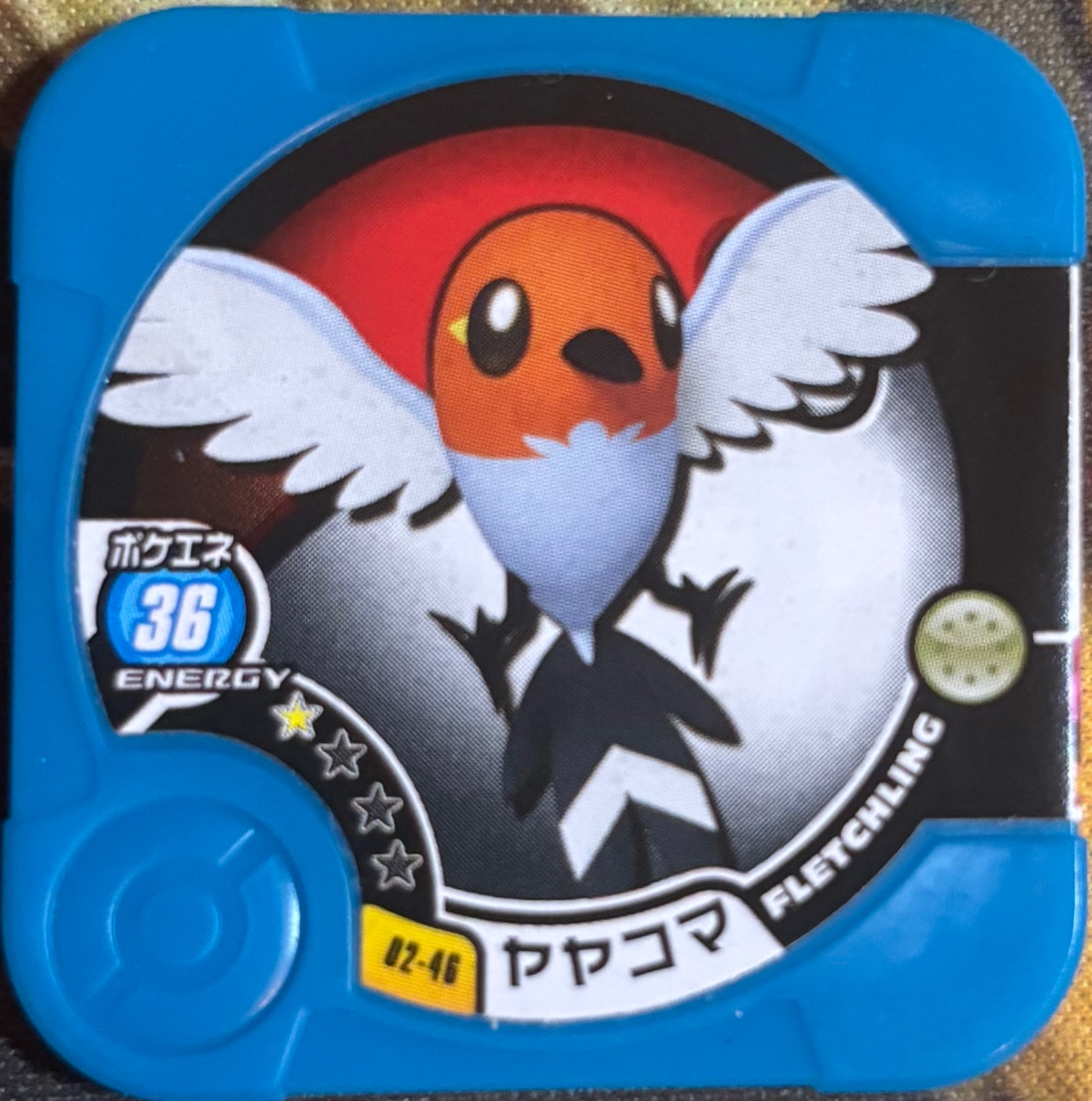 Fletchling collectible #02-46, Pokemon Tretta Wave 02 (2014) Complete Checklist, front