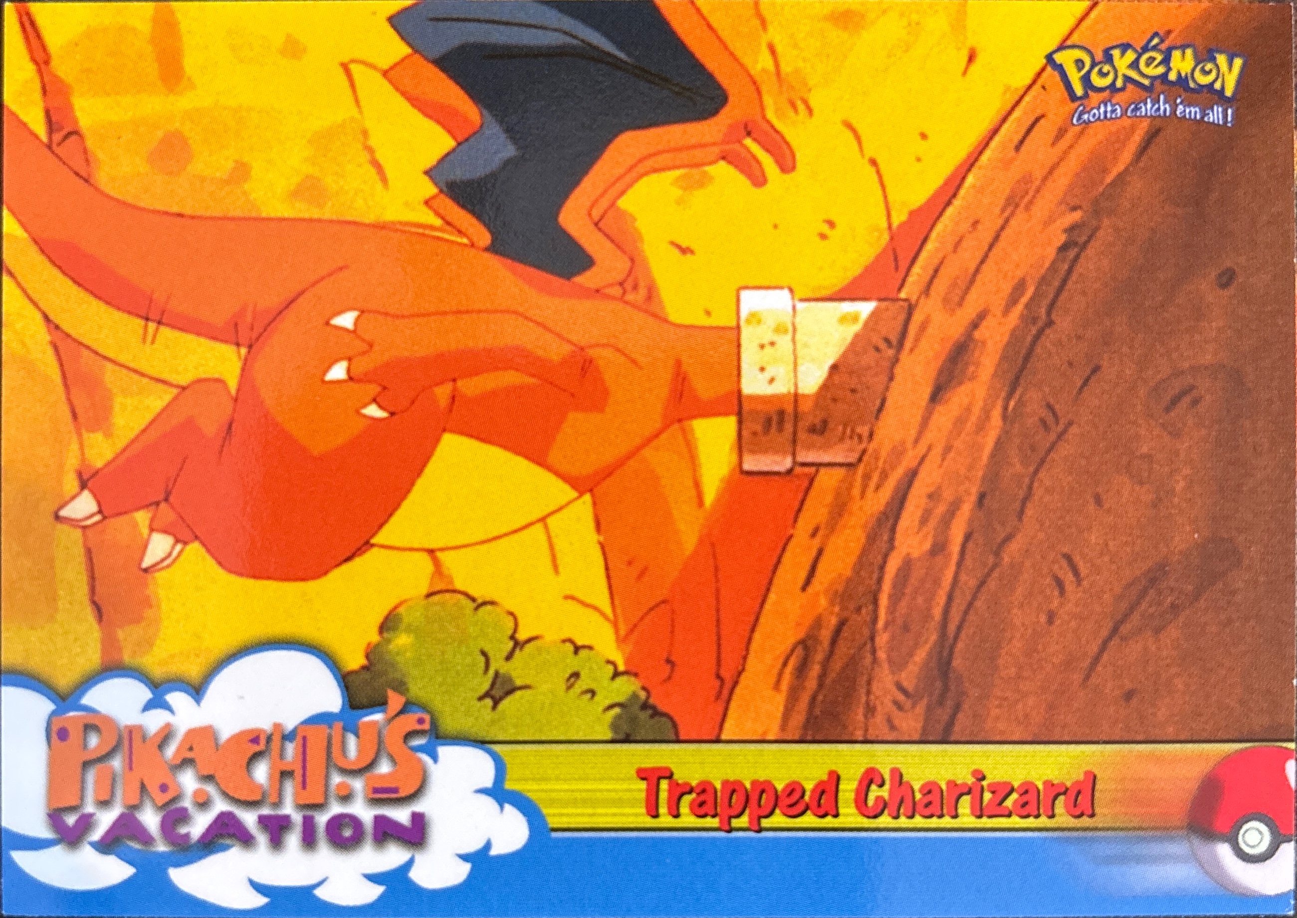 Trapped Charizard card #51, Pokemon Topps First Movie Trading Cards (1999), front