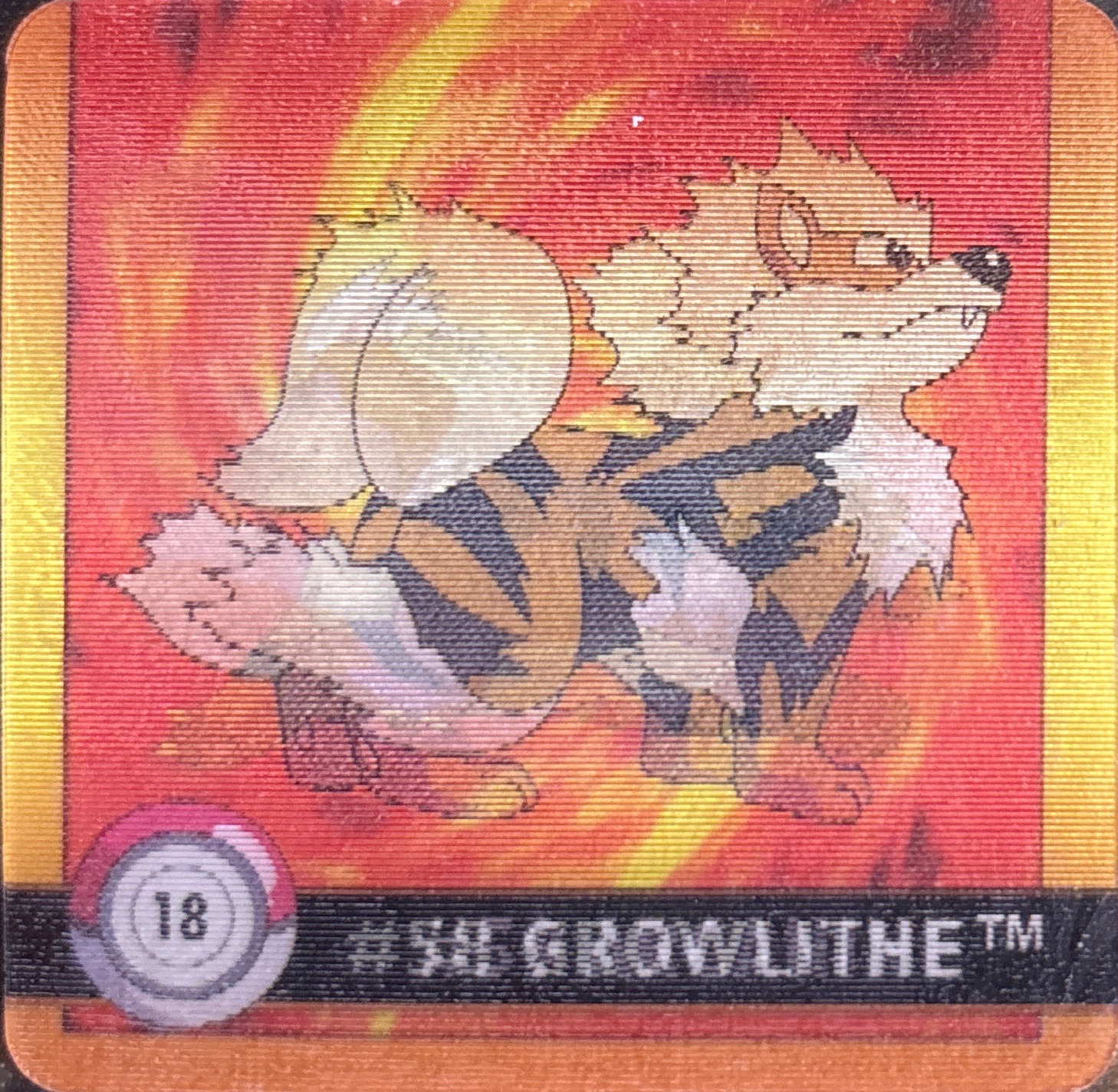 Growlithe collectible #18, Artbox (USA) Pokémon Artbox Premier Flipz (1999), front