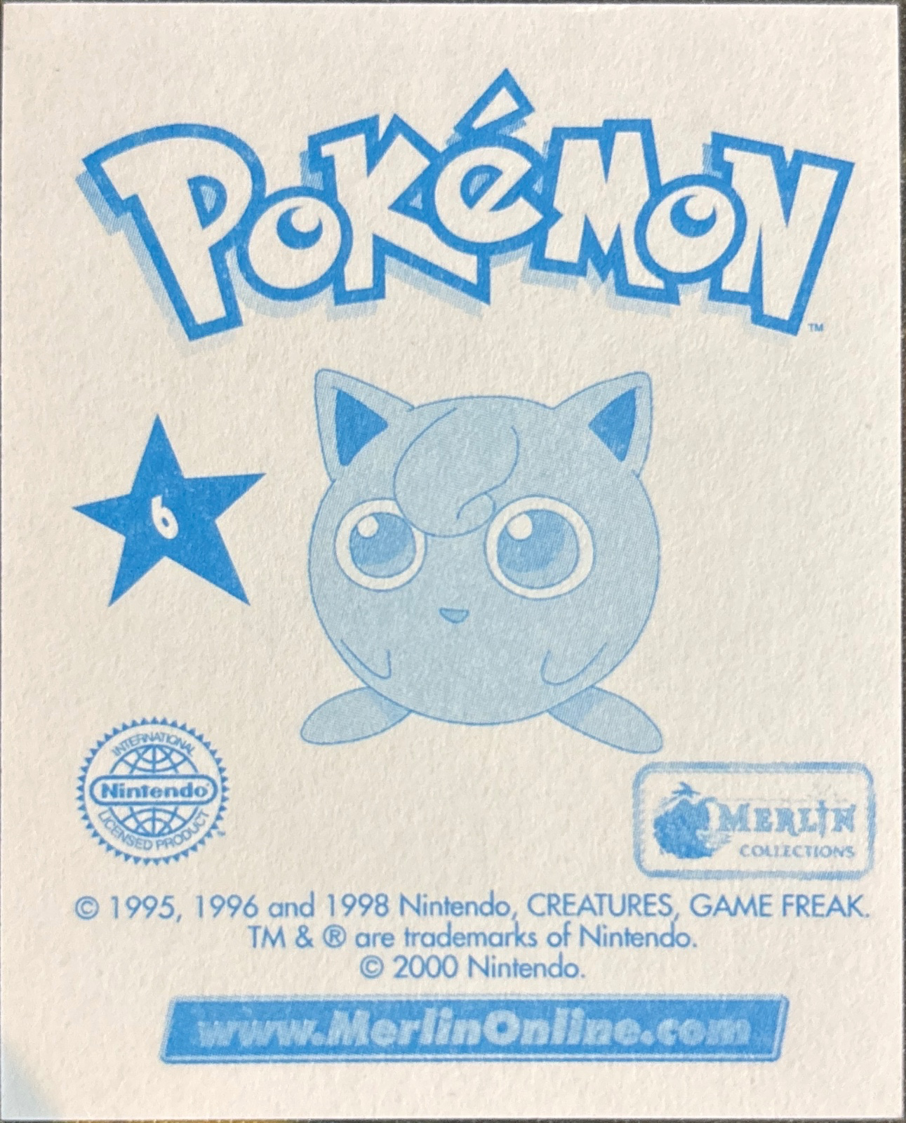 Professor Oak / Ash card #6, Pokémon Merlin Series 2 (2000), back